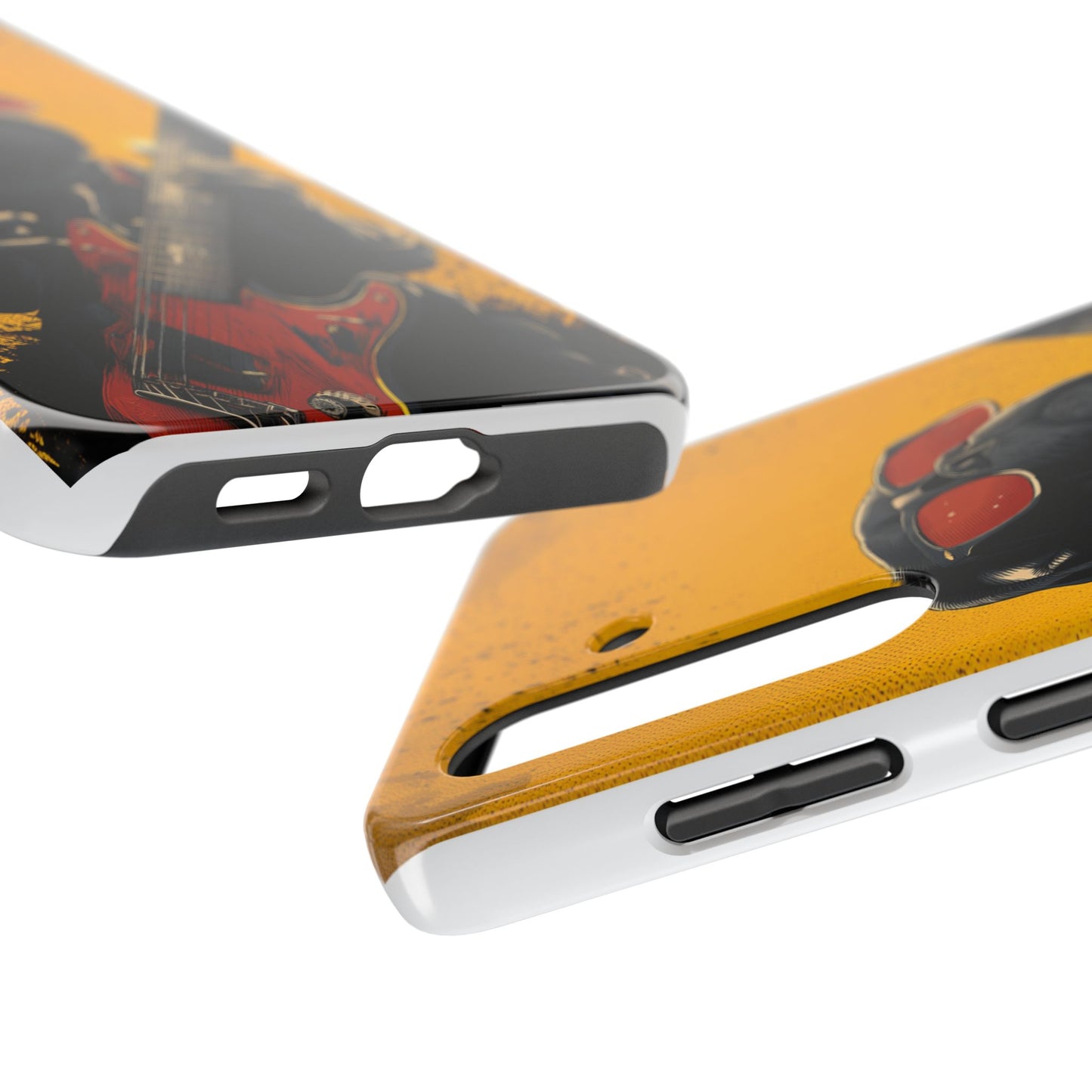 French Bulldog with Red Sunglasses Playing Red Guitar Tough Phone Case