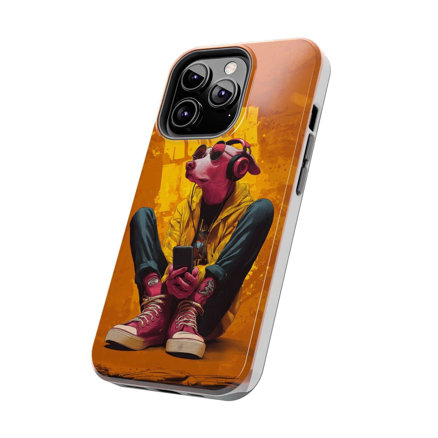 Dog with Pink Sunglasses and Headphones Tough Phone Case