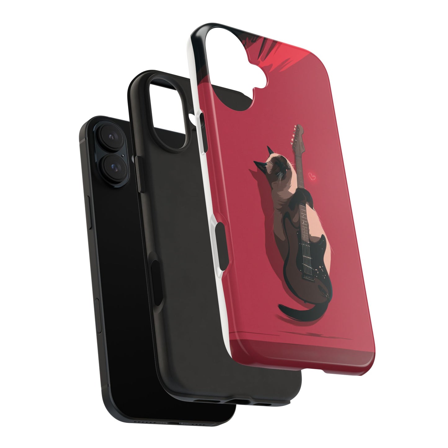Charming Cat with Guitar Tough Phone Case – Wearable Art for Cat & Music Lovers