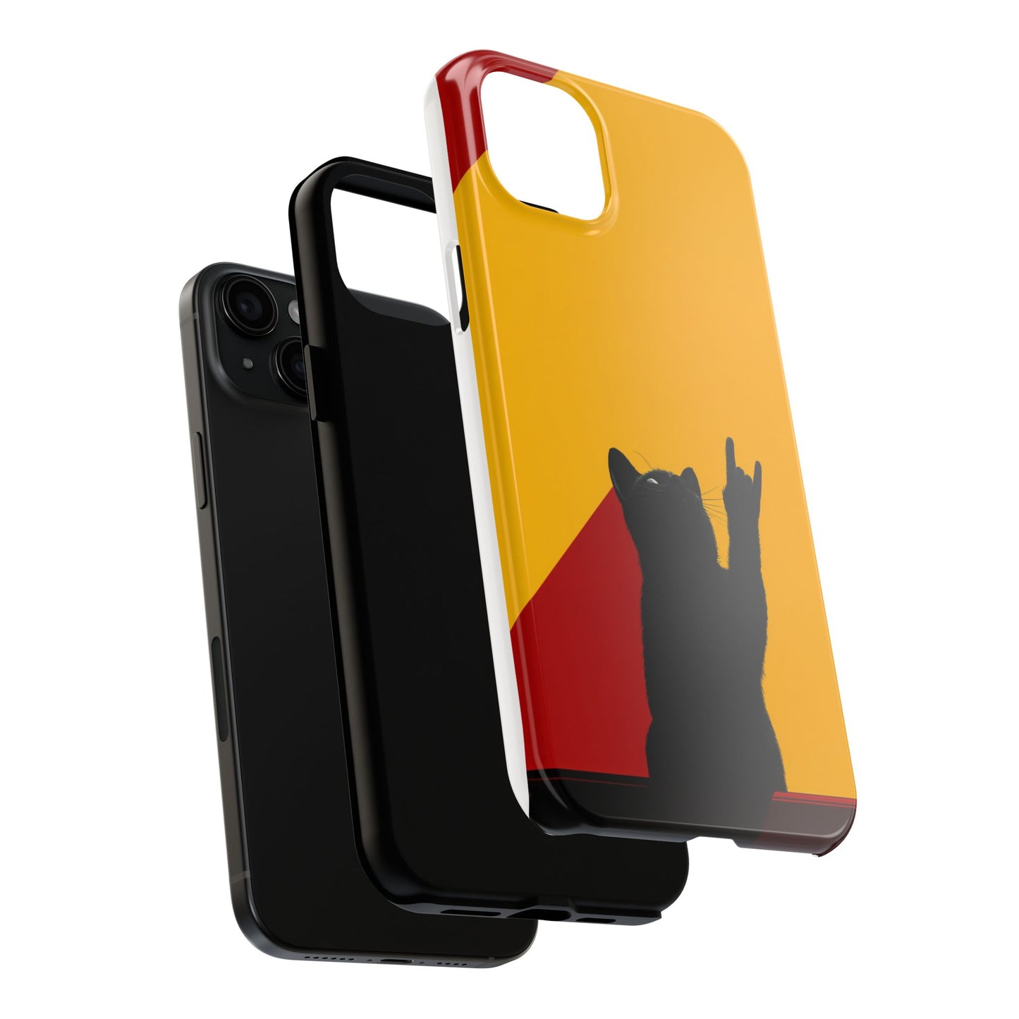 Black Cat Rock Gesture Tough Phone Case