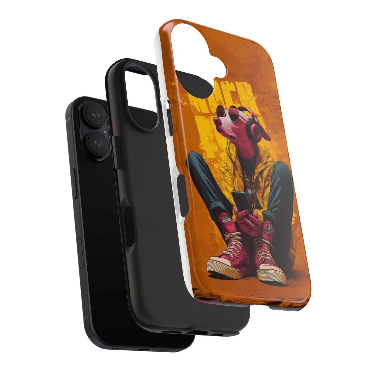 Dog with Pink Sunglasses and Headphones Tough Phone Case