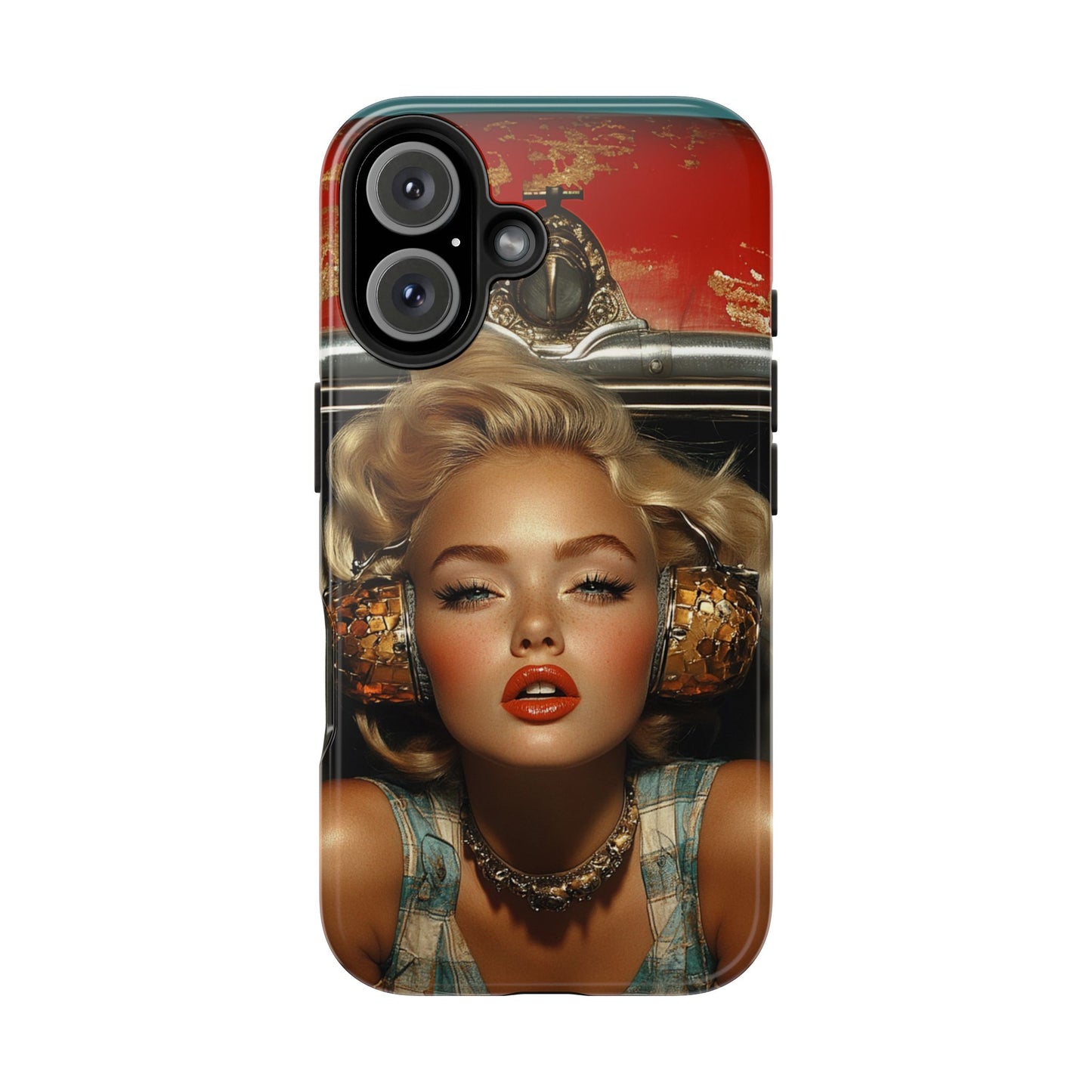 Retro Glam Tough Phone Case - Stylish Protection for Music Lovers
