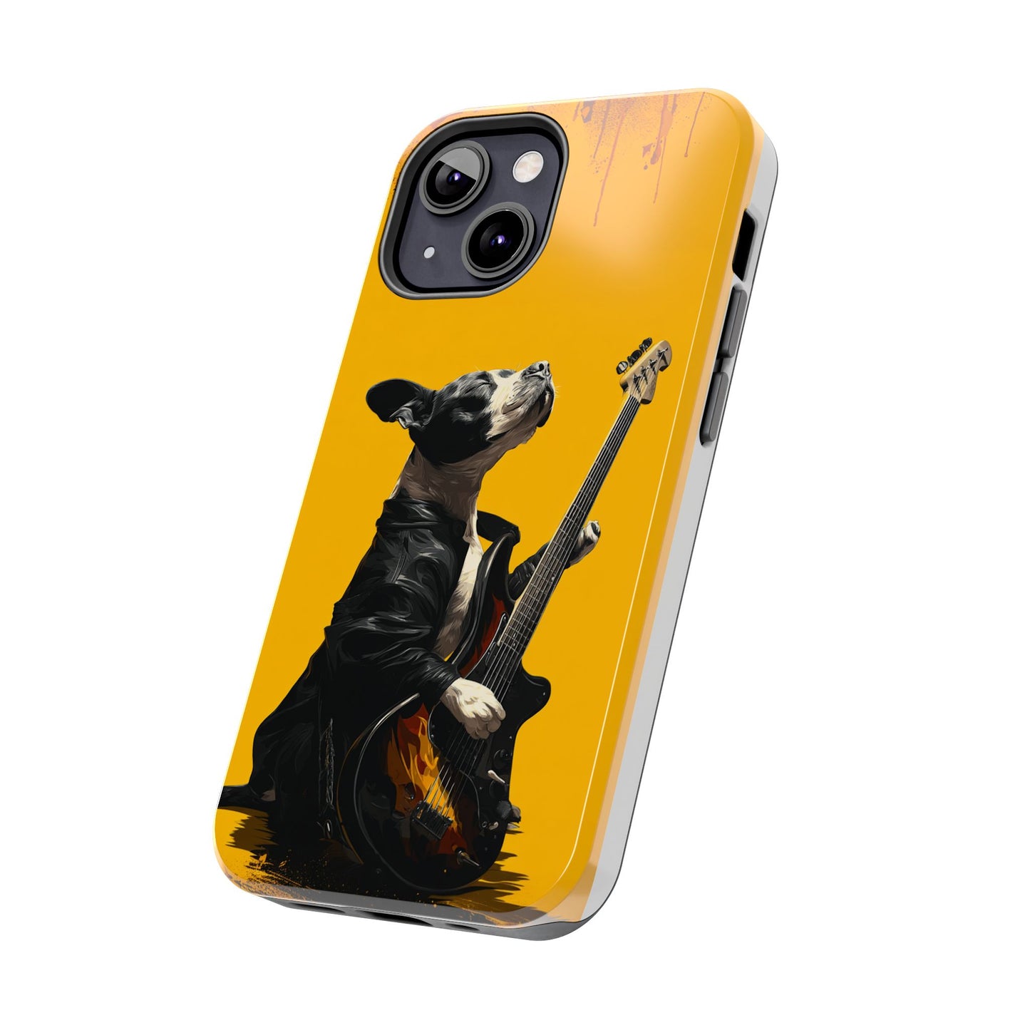 Rock Star Dog with Guitar Tough Phone Case – Wearable Art for Pet & Music Enthusiasts