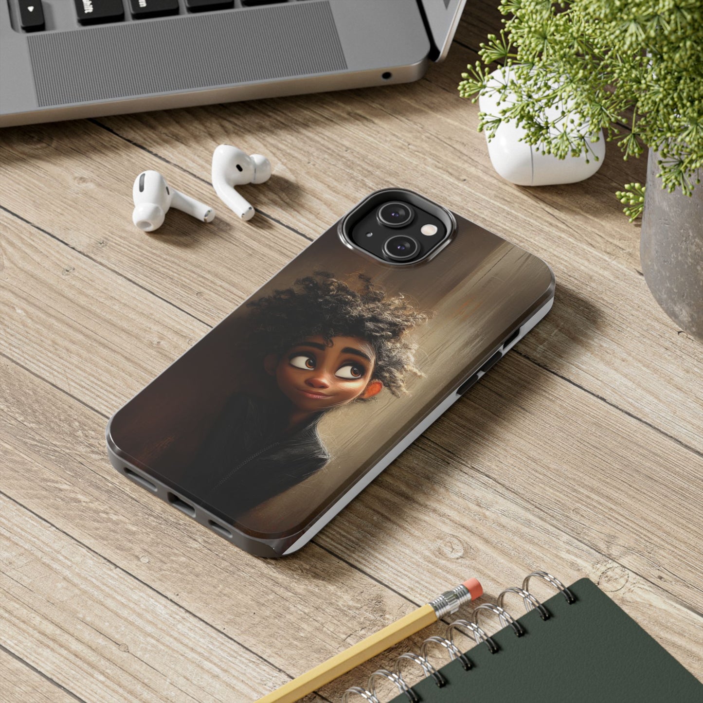 Stylish Tough Phone Case - Artistic Character Design for Teens