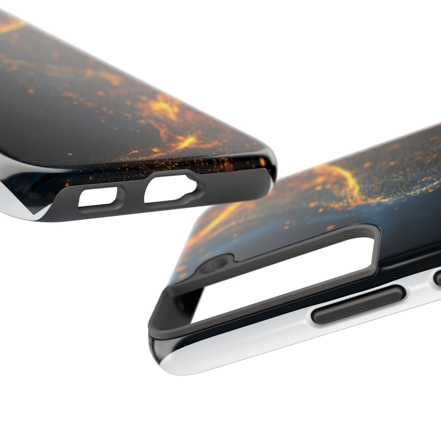 Sleek Tough Phone Cases with Abstract Gold and Blue Design