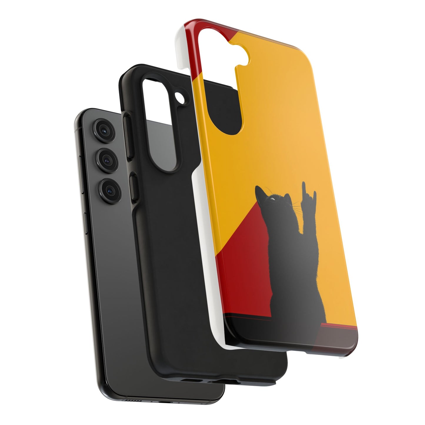 Black Cat Rock Gesture Tough Phone Case