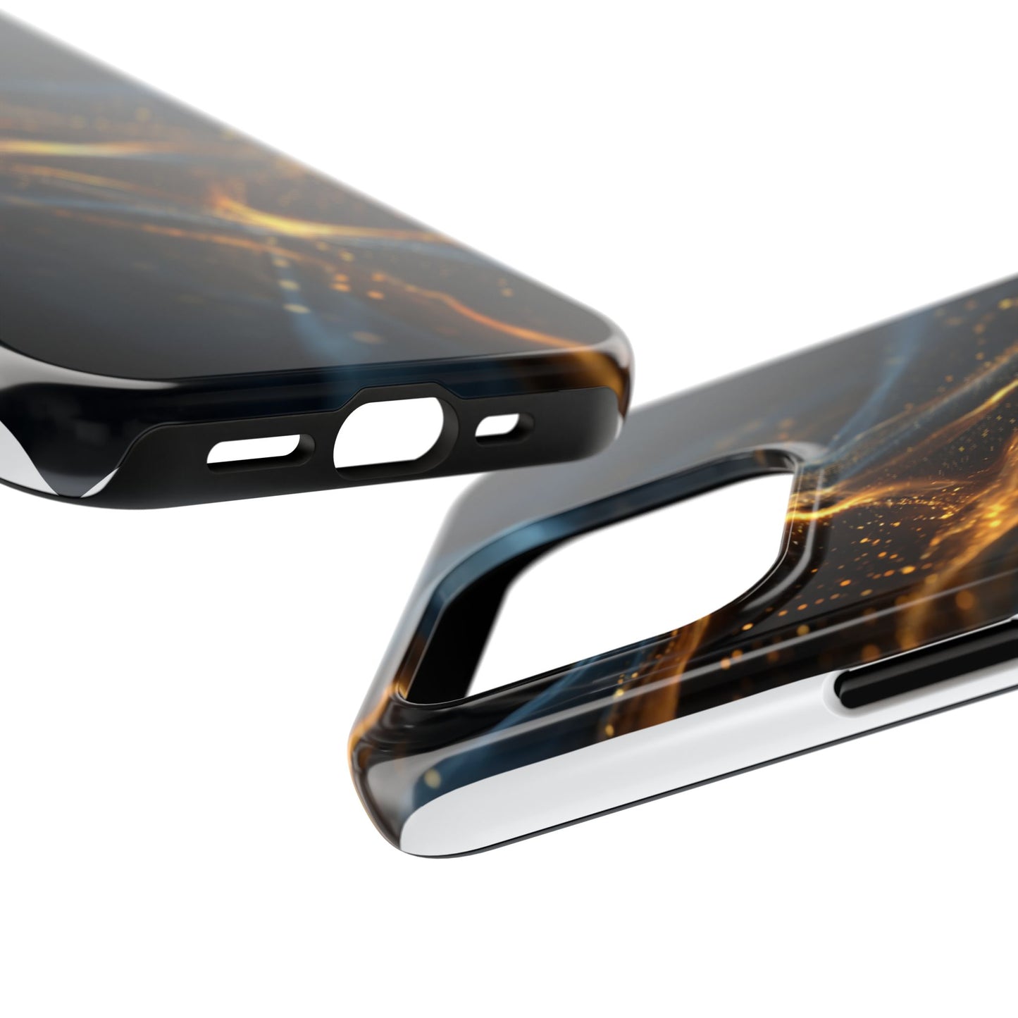 Stylish Tough Phone Case with Golden Swirl Design