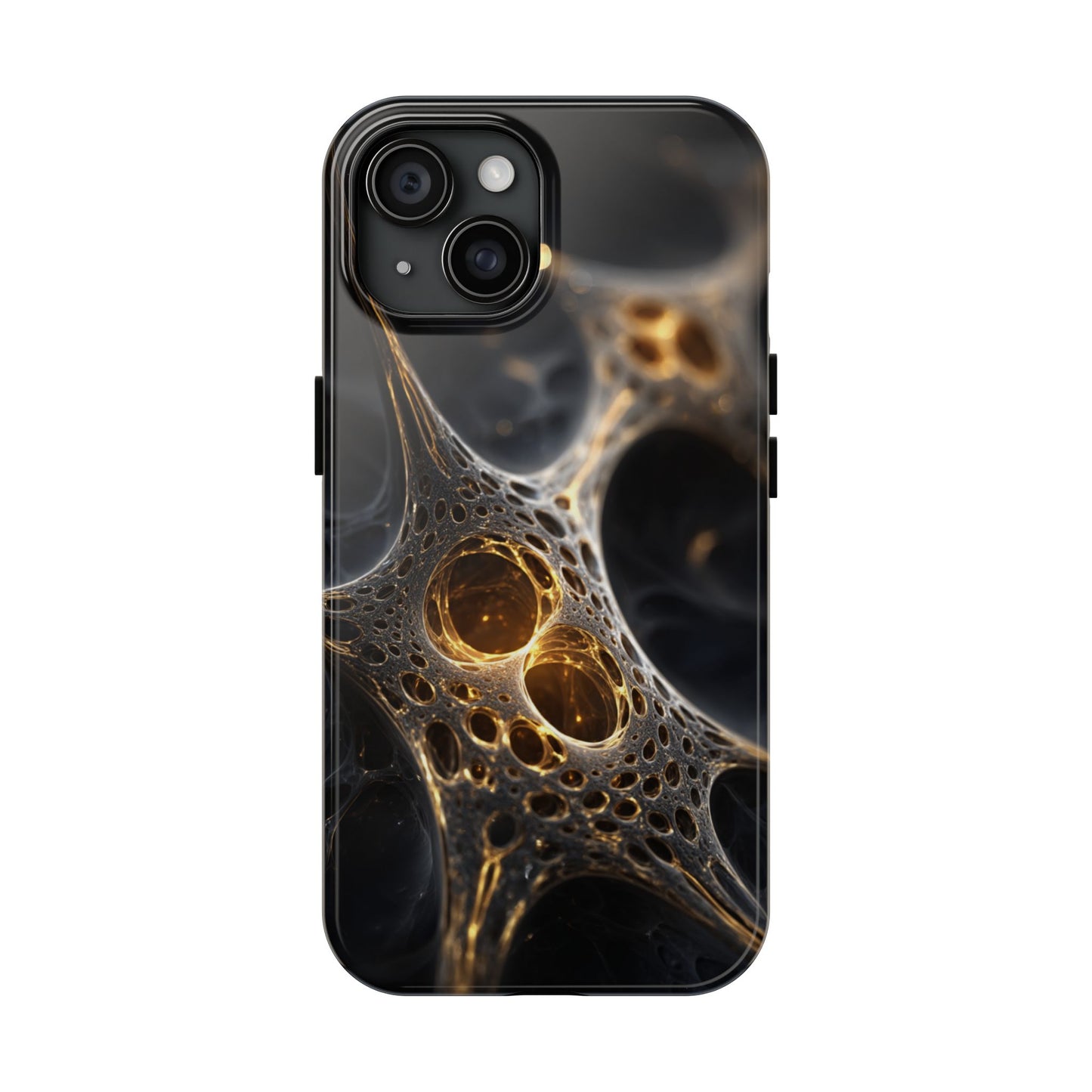 Luxurious Abstract Tough Phone Case - Gold and Black Design