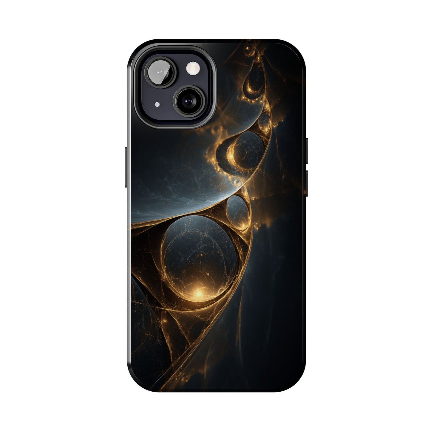 Stylish Tough Phone Case with Elegant Golden Swirls