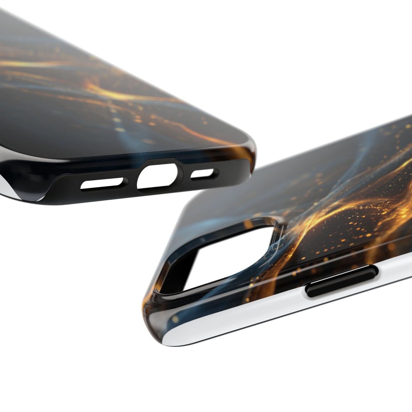 Stylish Tough Phone Case with Golden Swirl Design