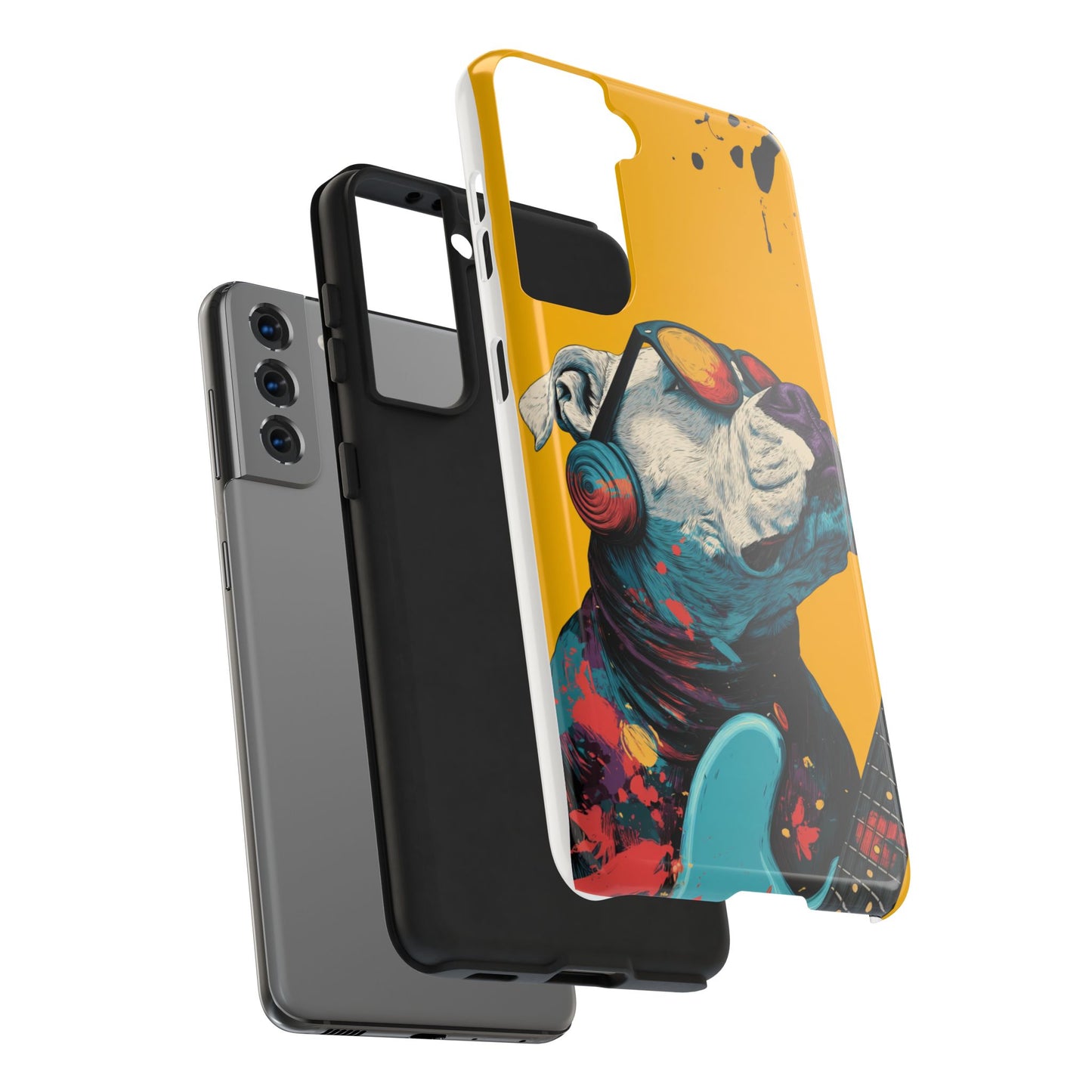 French Bulldog with Orange Sunglasses and Headphones Tough Phone Case