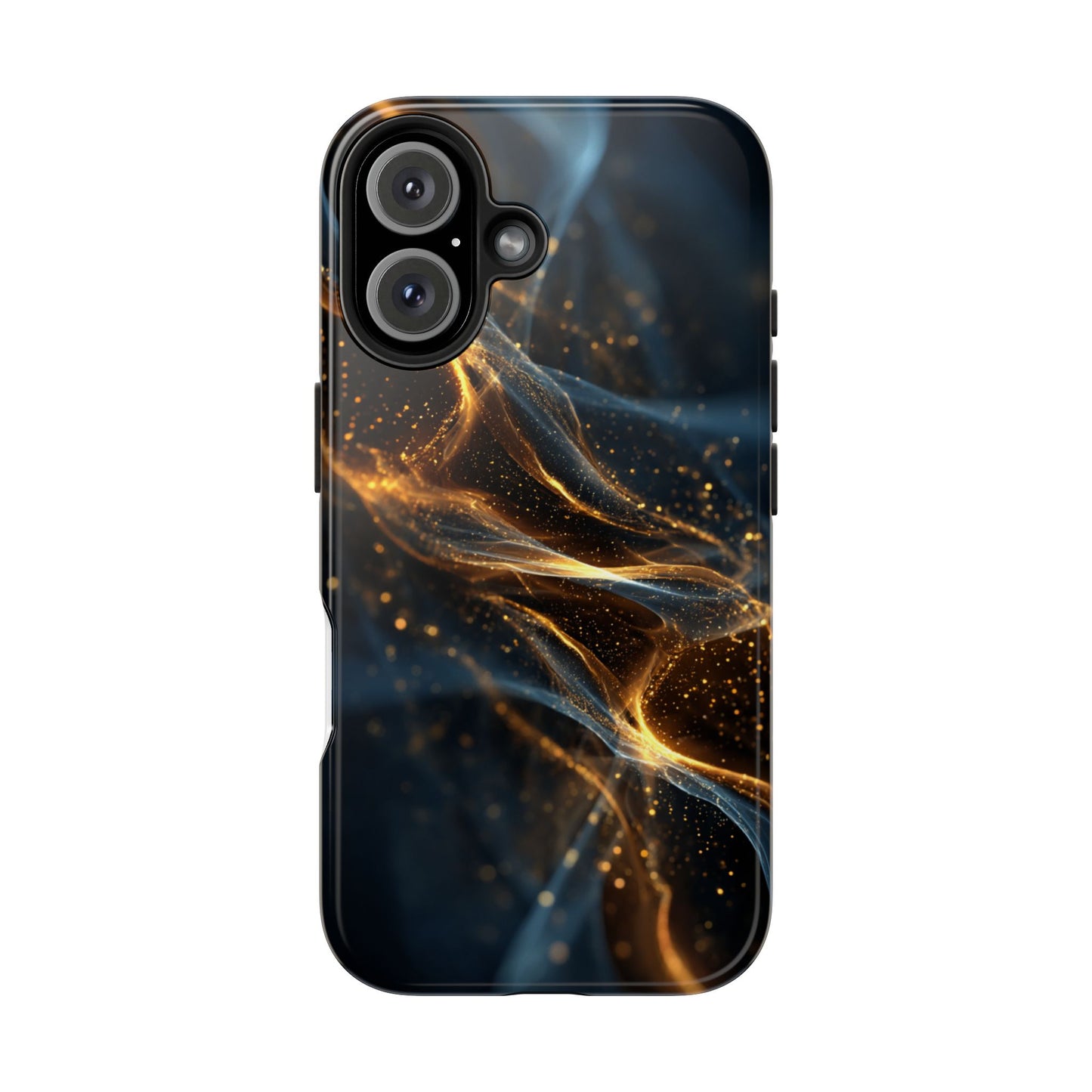Stylish Tough Phone Case with Golden Swirl Design