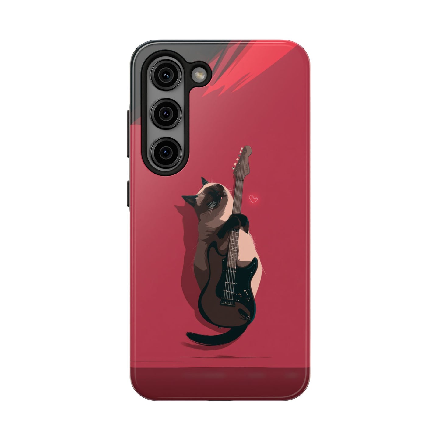 Charming Cat with Guitar Tough Phone Case – Wearable Art for Cat & Music Lovers