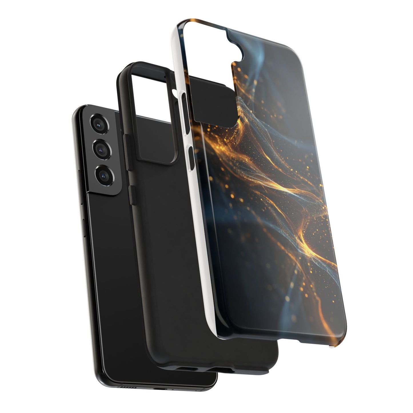 Stylish Tough Phone Case with Golden Swirl Design