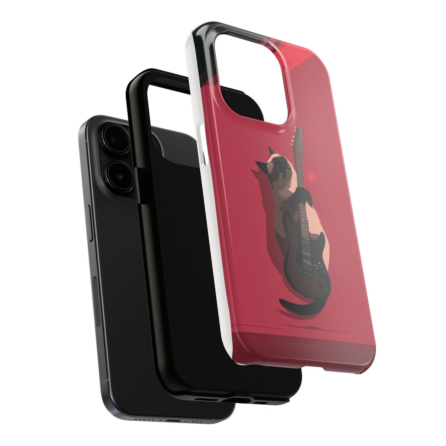 Charming Cat with Guitar Tough Phone Case – Wearable Art for Cat & Music Lovers