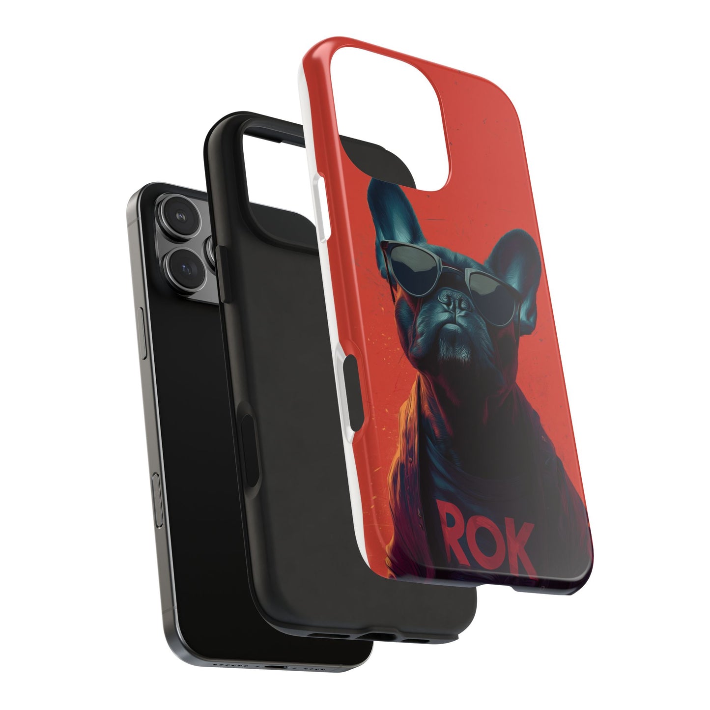 Rockin’ Dogs Tough Phone Case - Playful Guitarist & Cool Bulldog for Pet Lovers