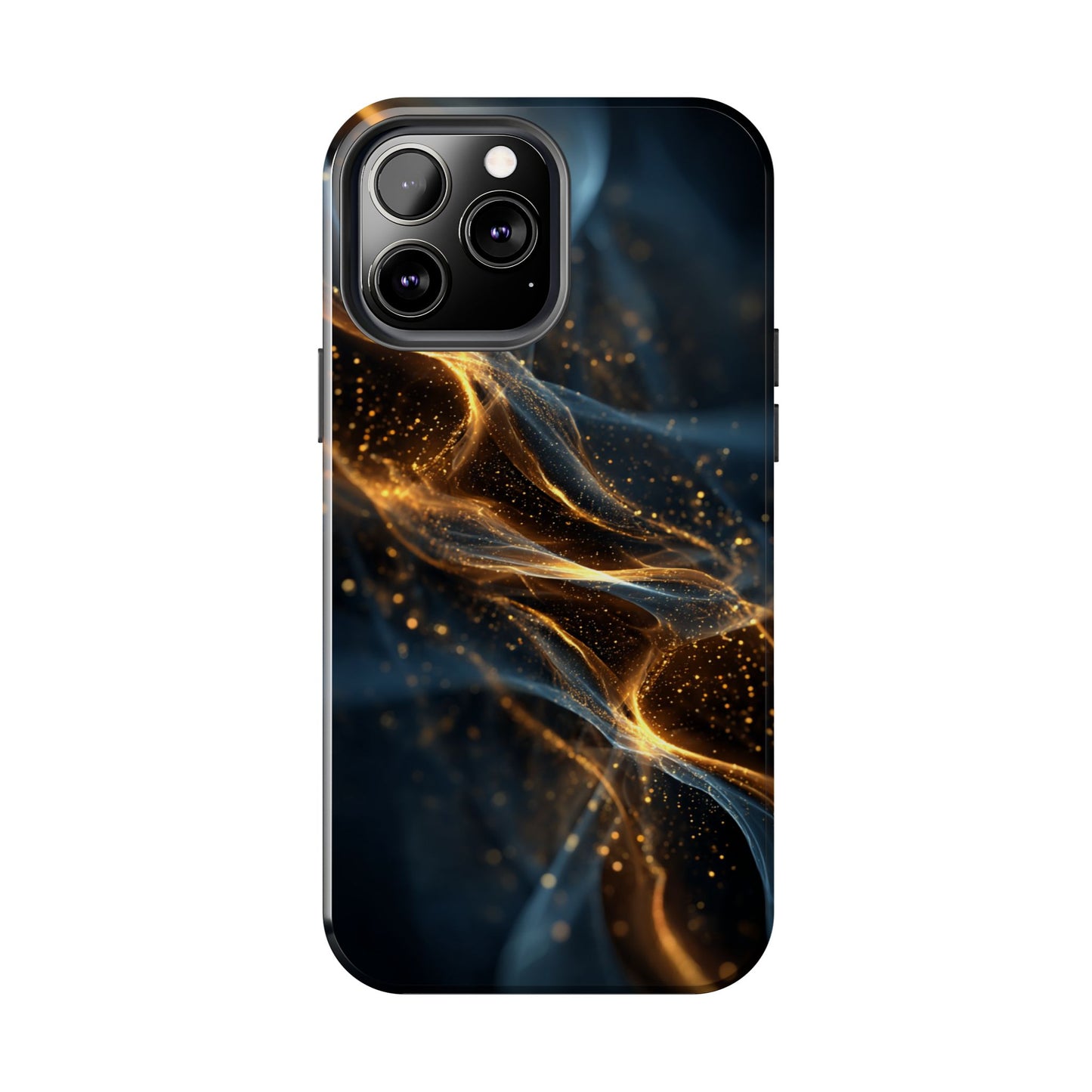 Stylish Tough Phone Case with Golden Swirl Design