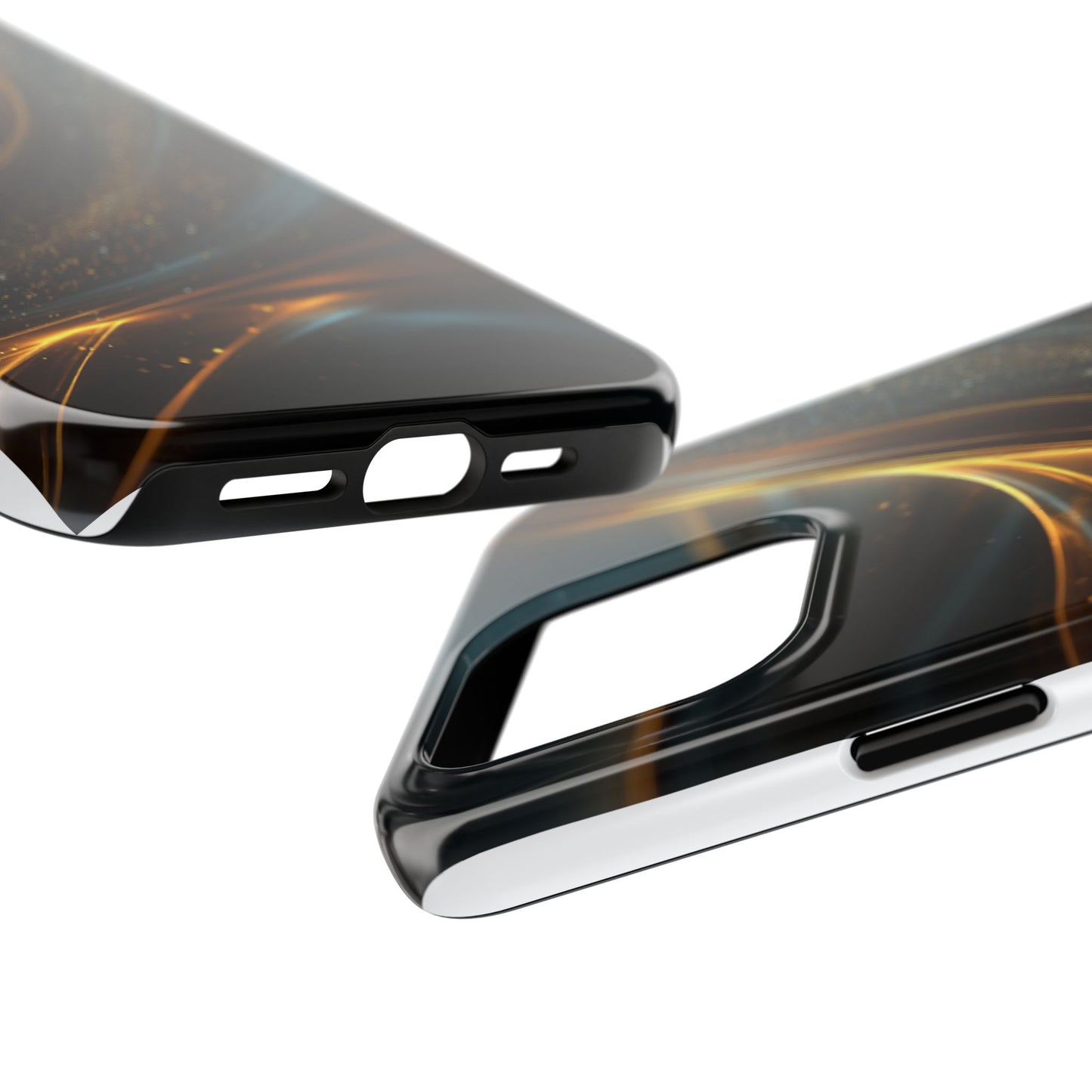 Elegant Tough Phone Case with Glittering Waves Design