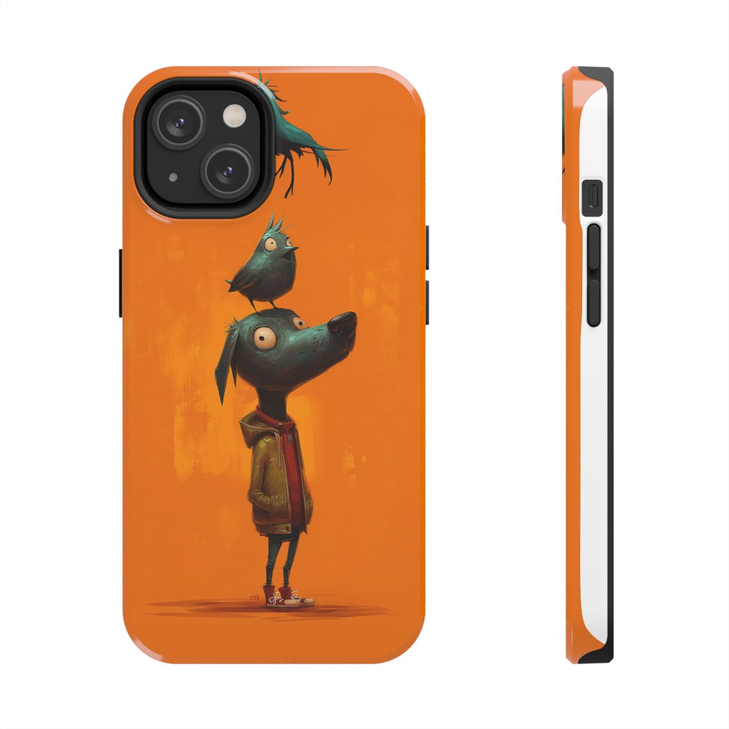 Fun Dog & Bird Tough Phone Cases - Quirky Animal Art for Pet Lovers