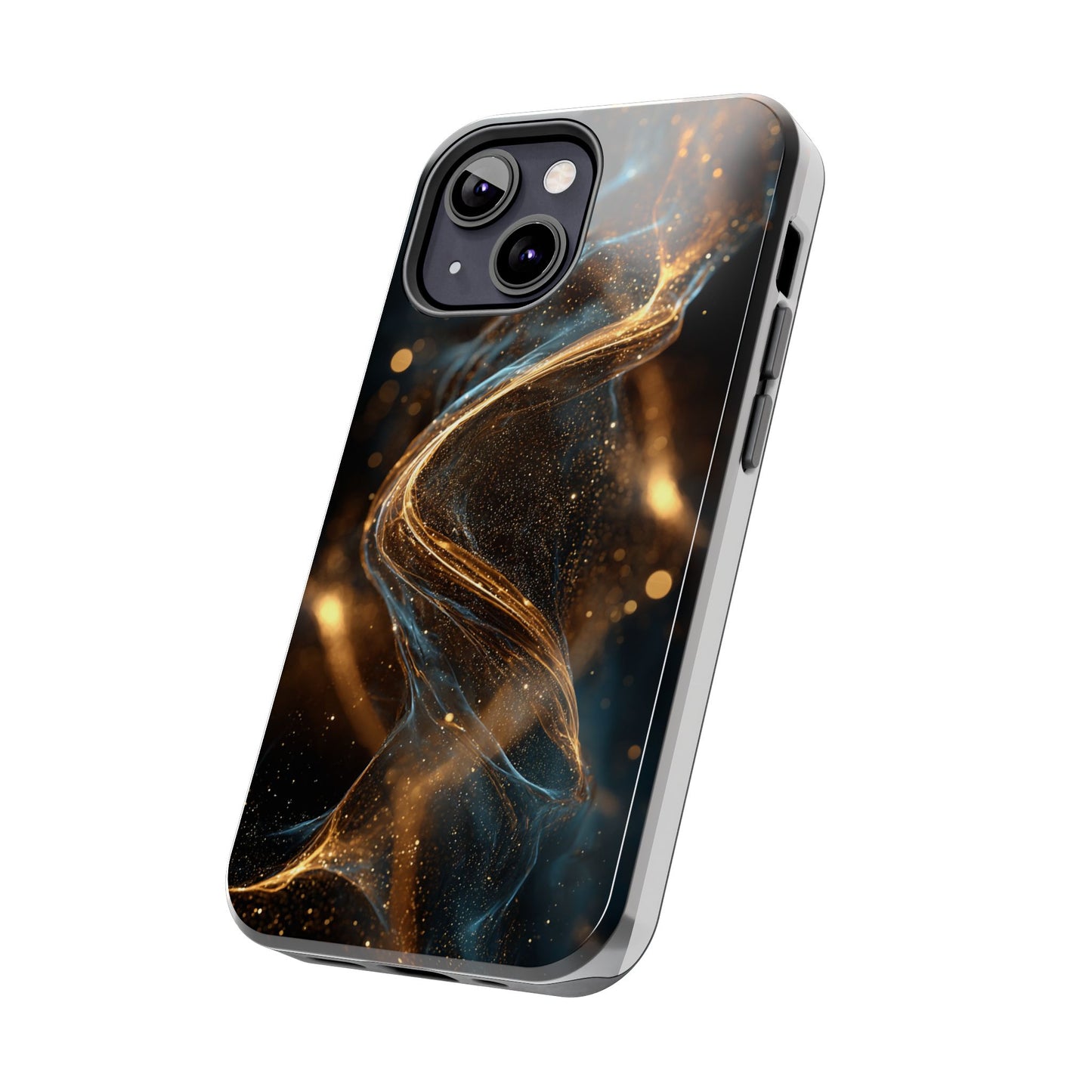 Stylish Tough Phone Case with Elegant Gold Swirl Design