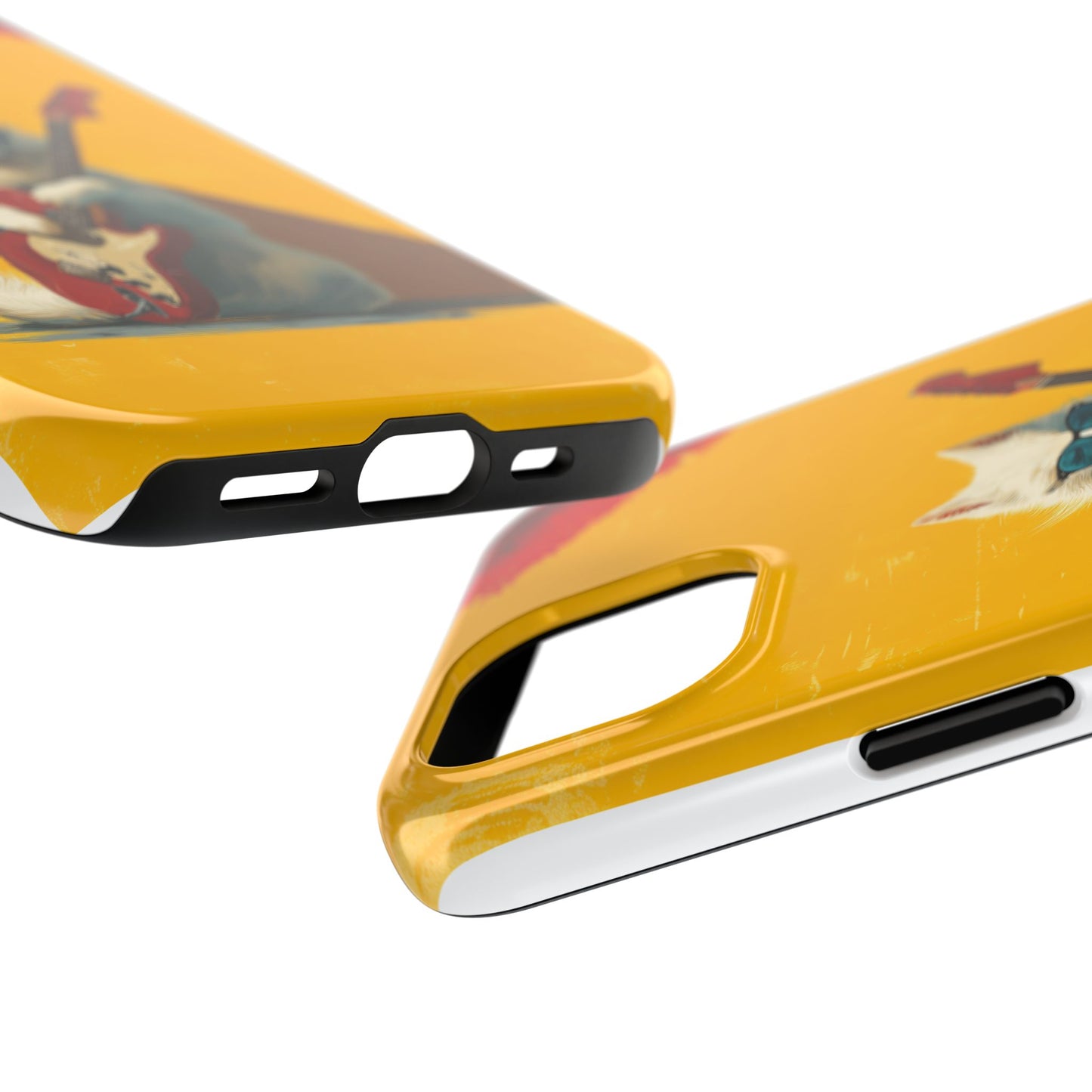 White Dog with Blue Sunglasses Playing Red Guitar Tough Phone Case