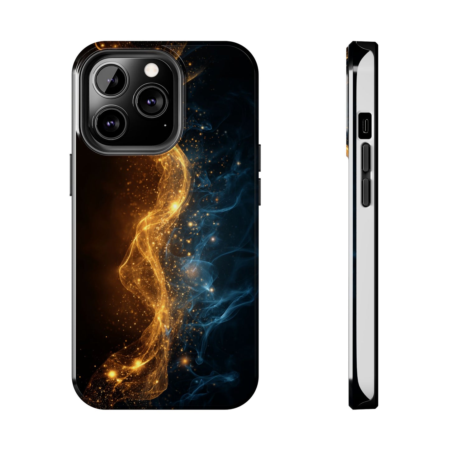 Dynamic Gold and Blue Tough Phone Case - Durable Protection with a Stunning Design