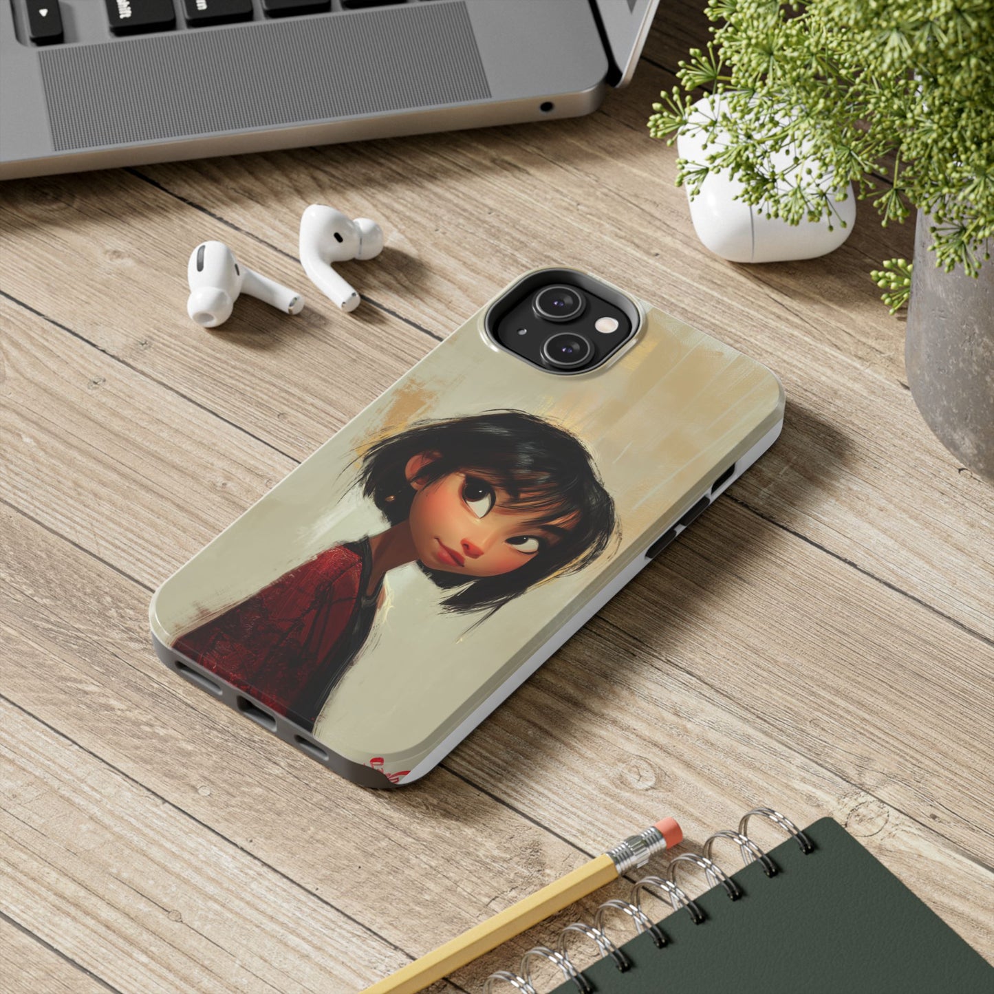 Artistic Tough Phone Case - Cute Character Design for Kids and Teens