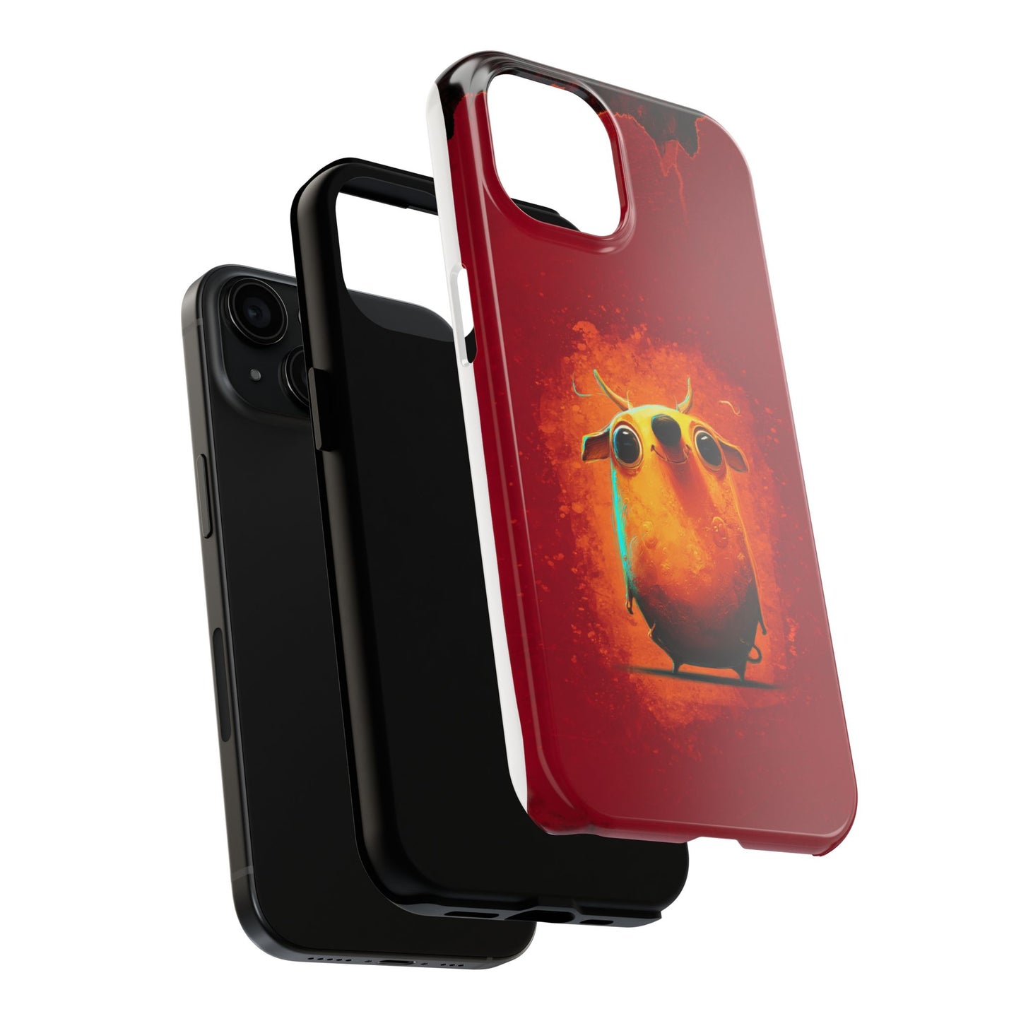 Whimsical Tough Phone Case - Cute Orange Monster Design