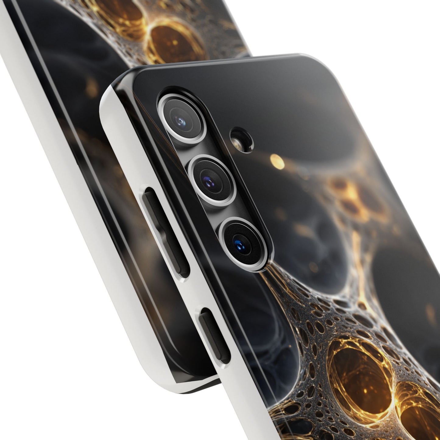 Luxurious Abstract Tough Phone Case - Gold and Black Design