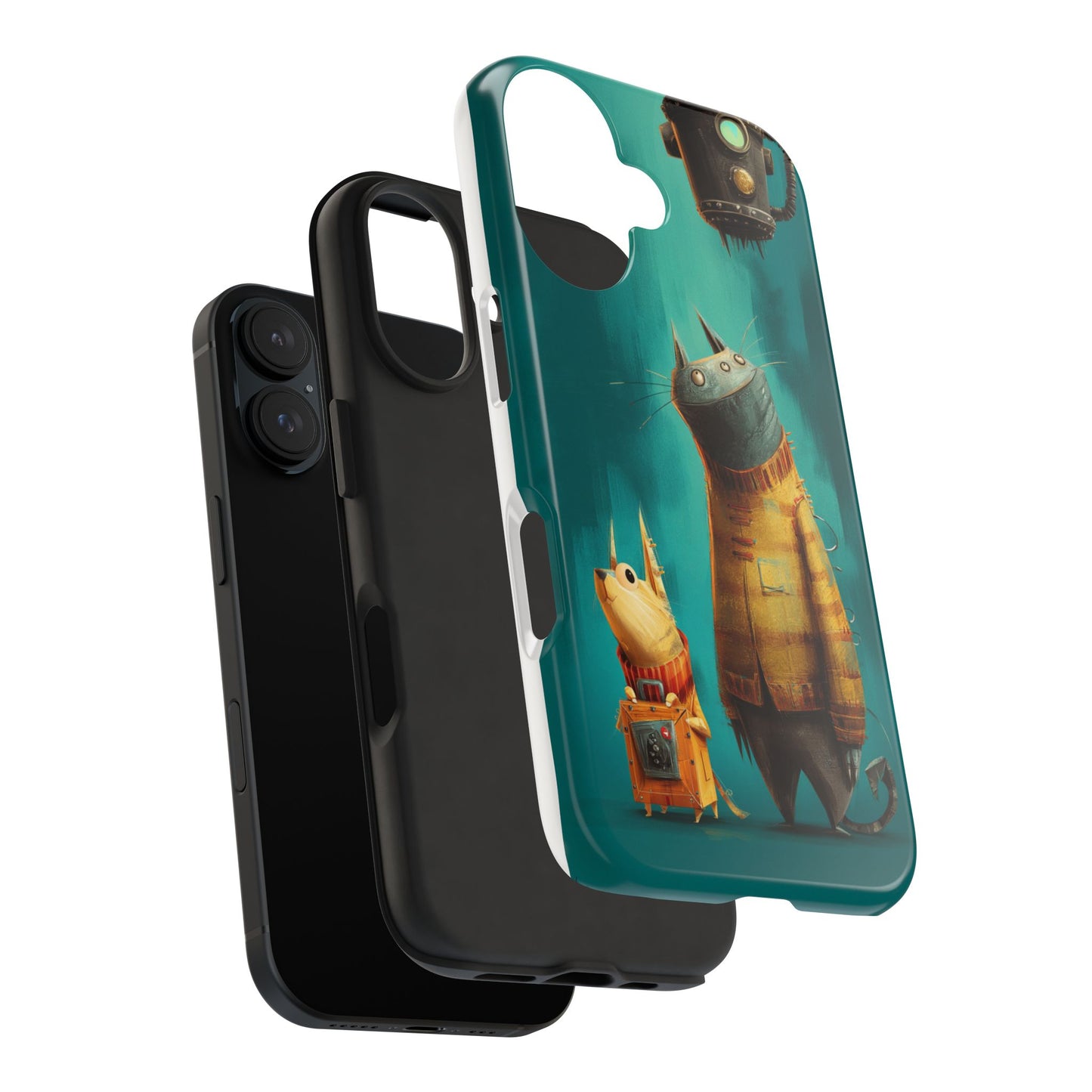 Whimsical Cat Adventure Tough Phone Case - Unique Design for Animal Lovers