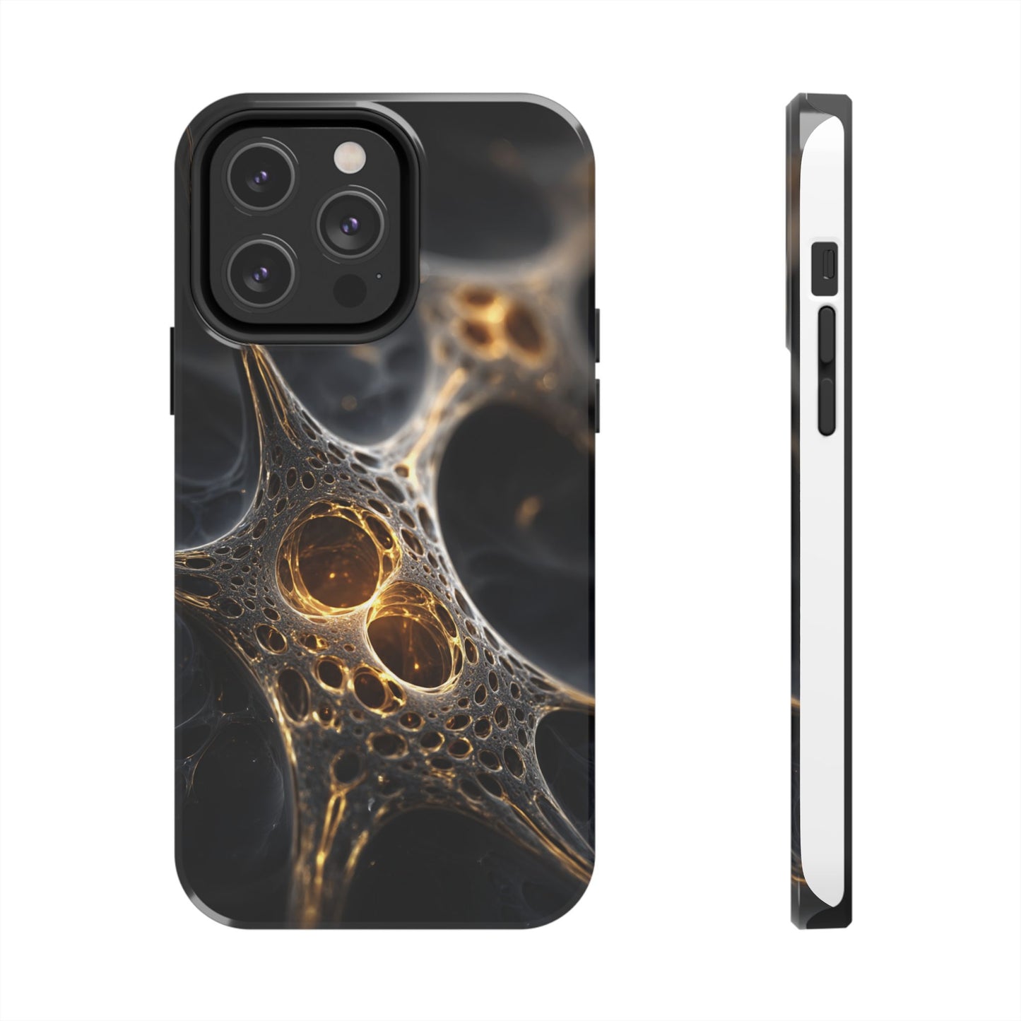 Luxurious Abstract Tough Phone Case - Gold and Black Design