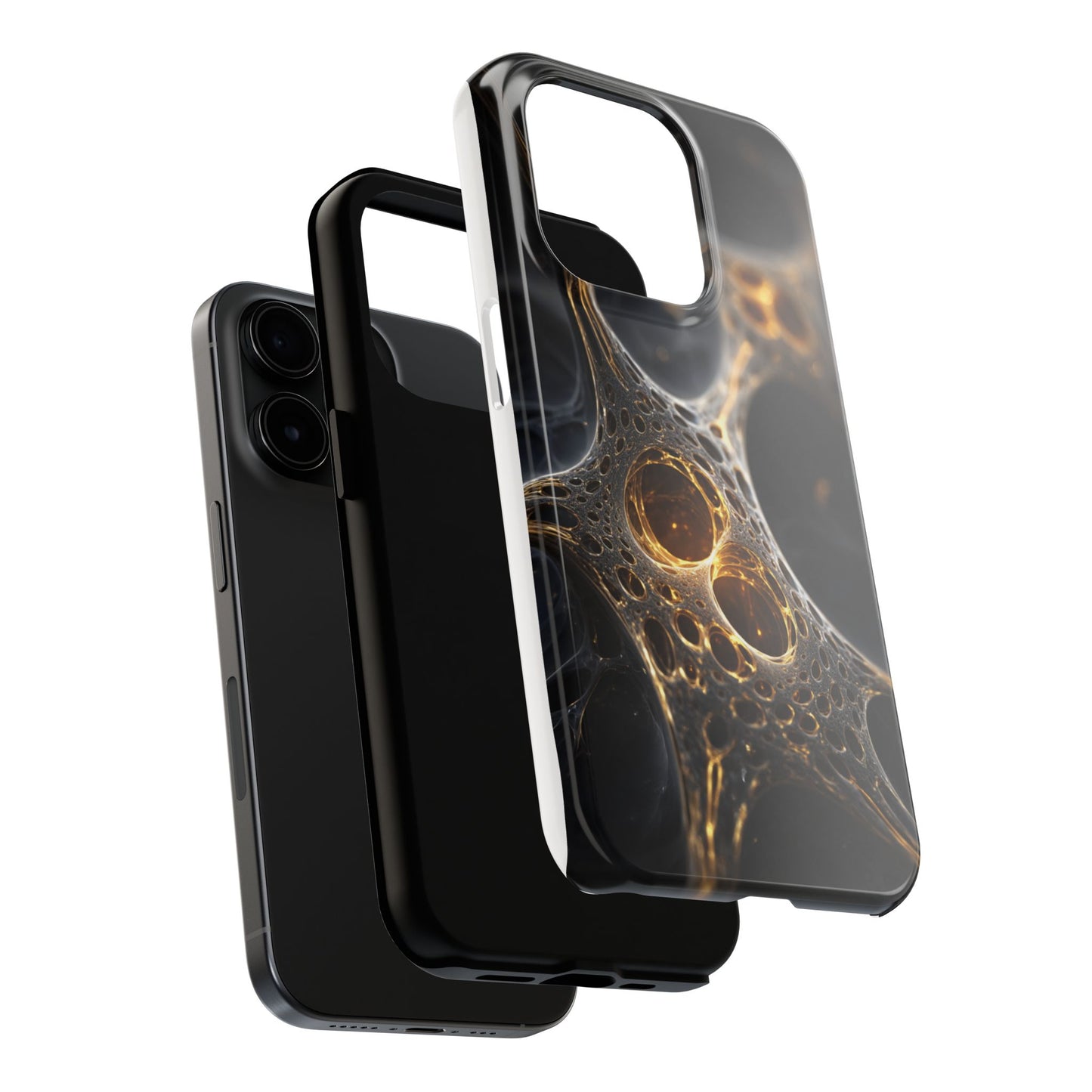Luxurious Abstract Tough Phone Case - Gold and Black Design