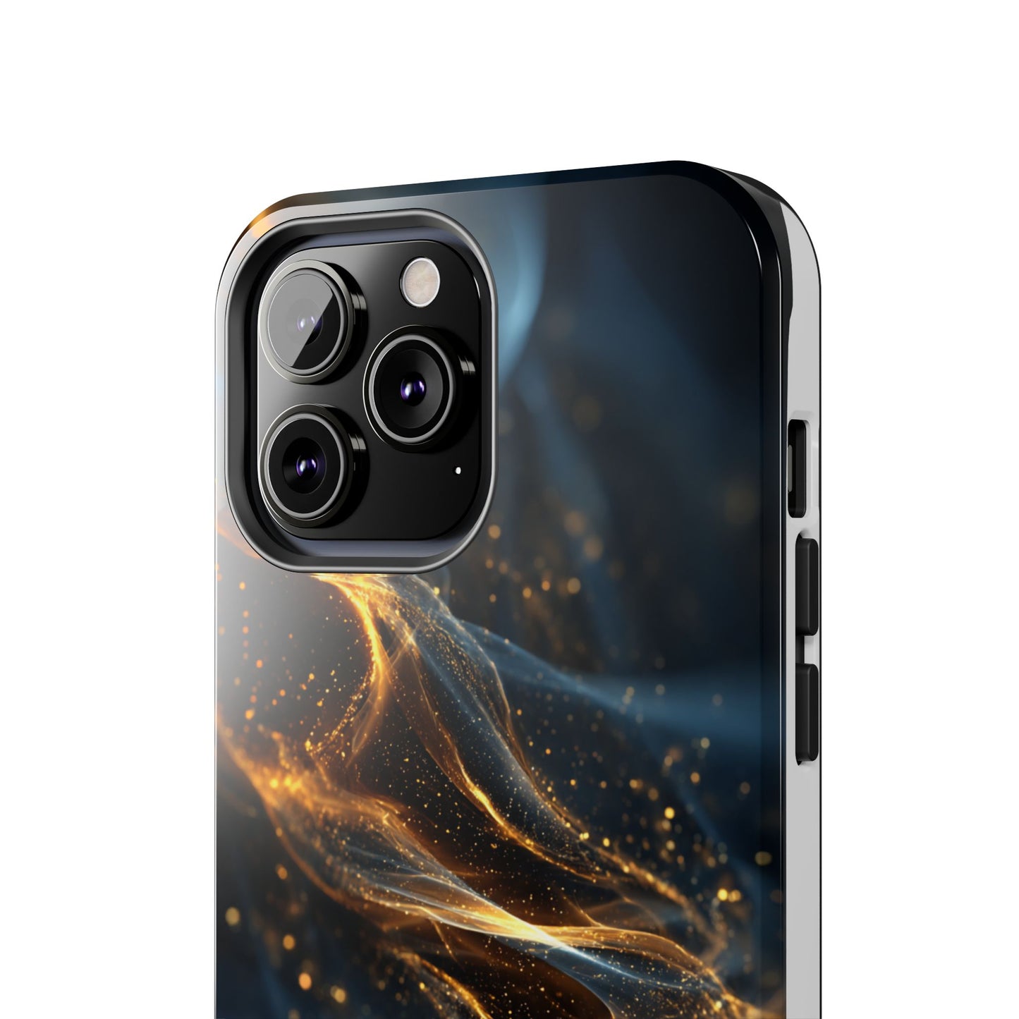 Stylish Tough Phone Case with Golden Swirl Design