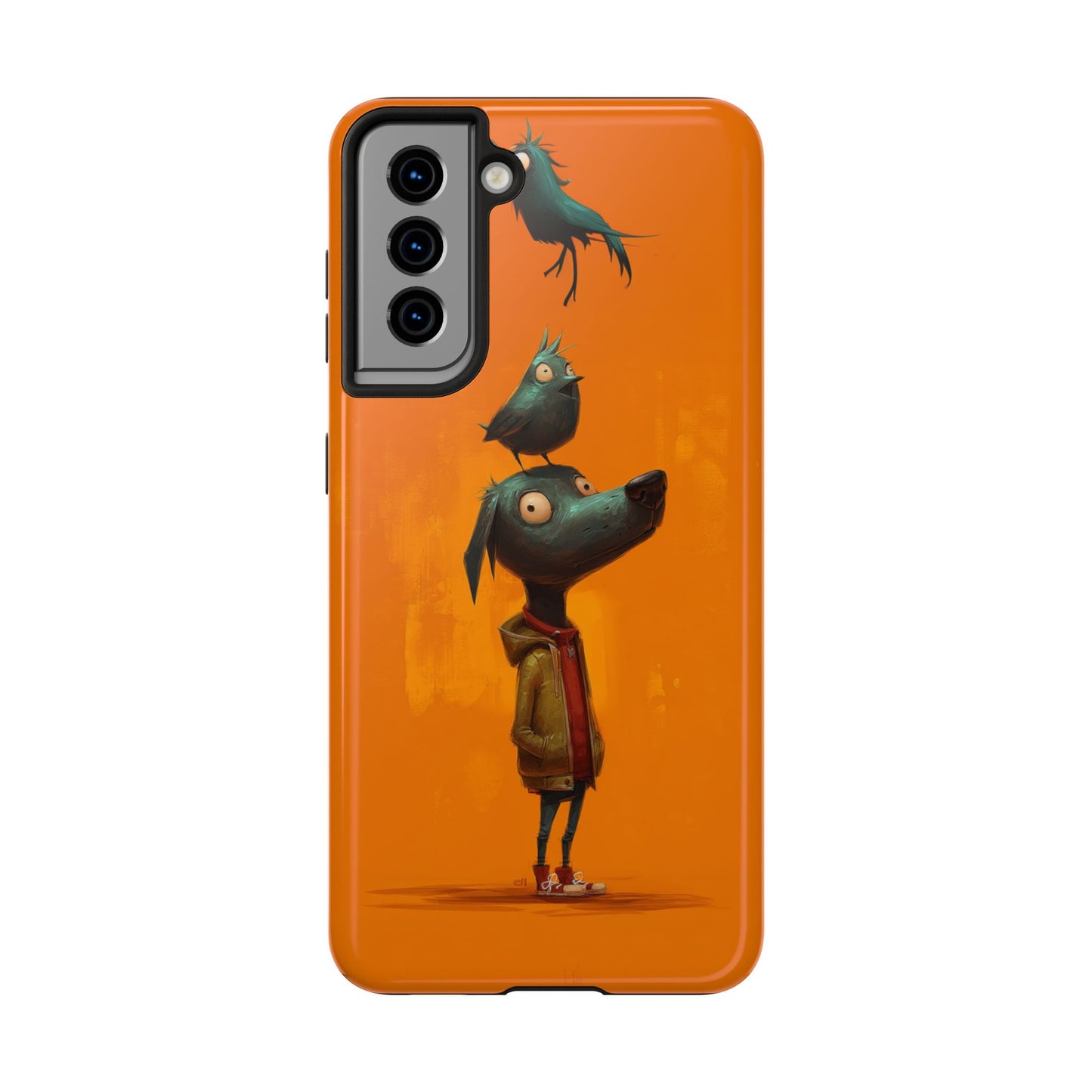 Fun Dog & Bird Tough Phone Cases - Quirky Animal Art for Pet Lovers