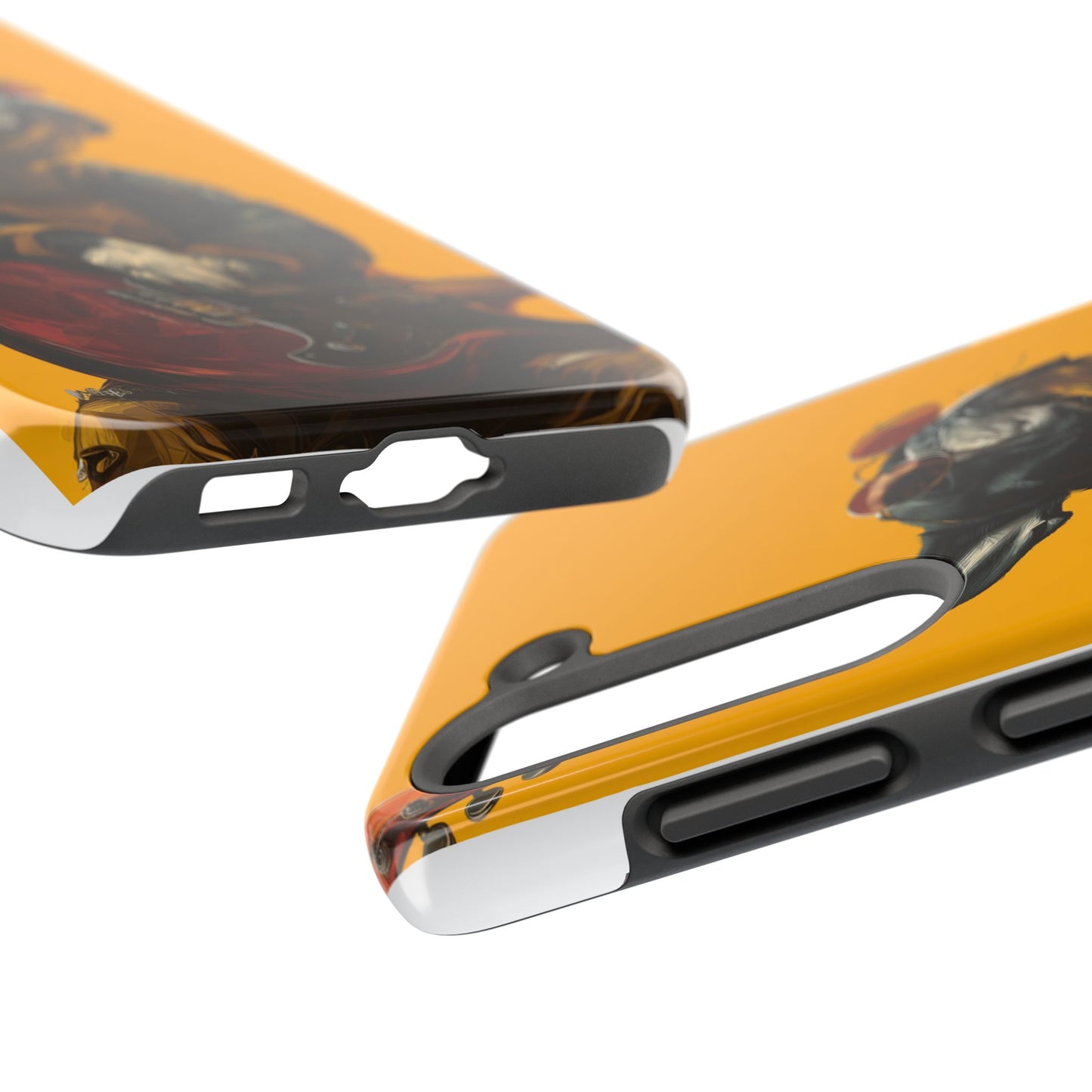 French Bulldog with Red Sunglasses Playing Red Guitar Tough Phone Case