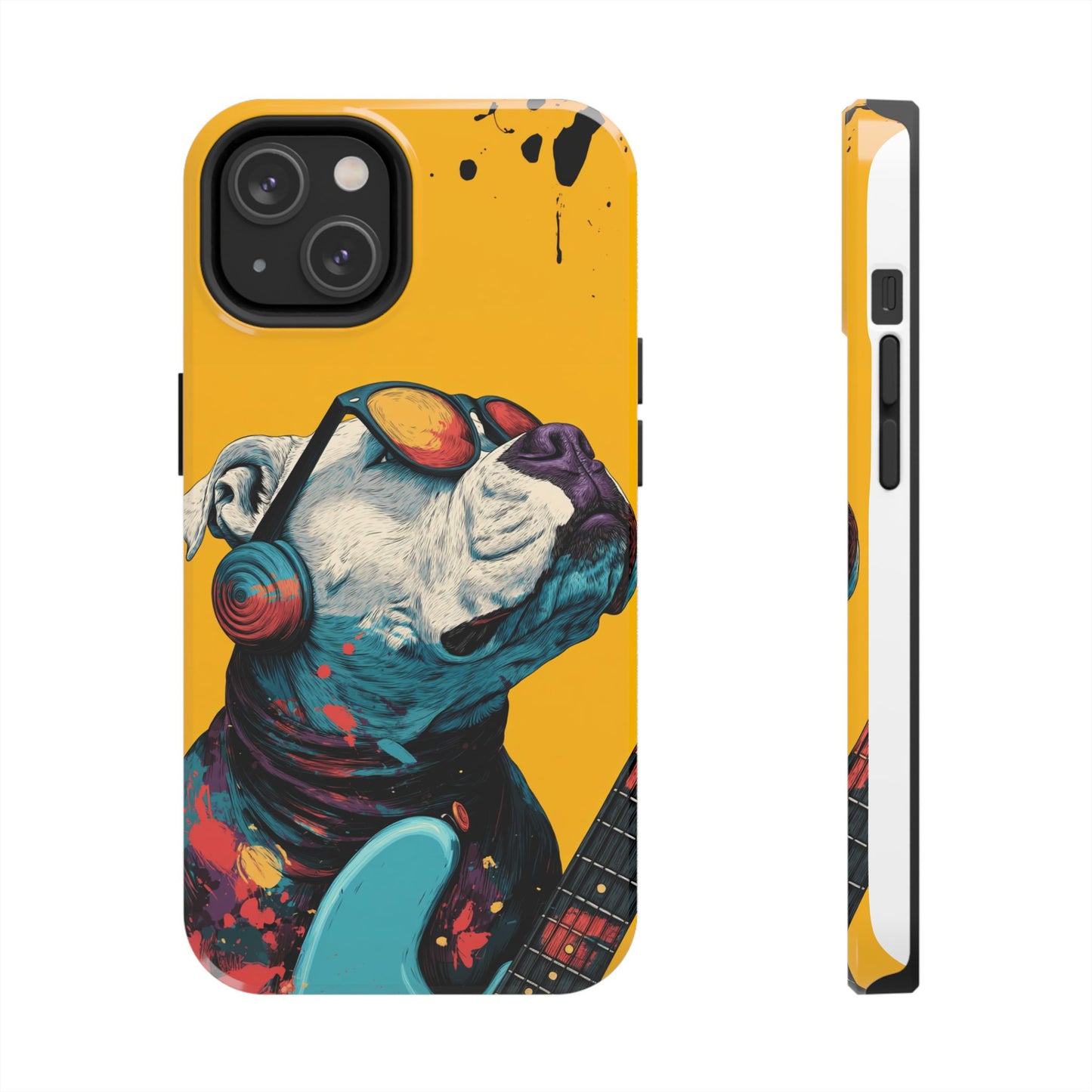 French Bulldog with Orange Sunglasses and Headphones Tough Phone Case