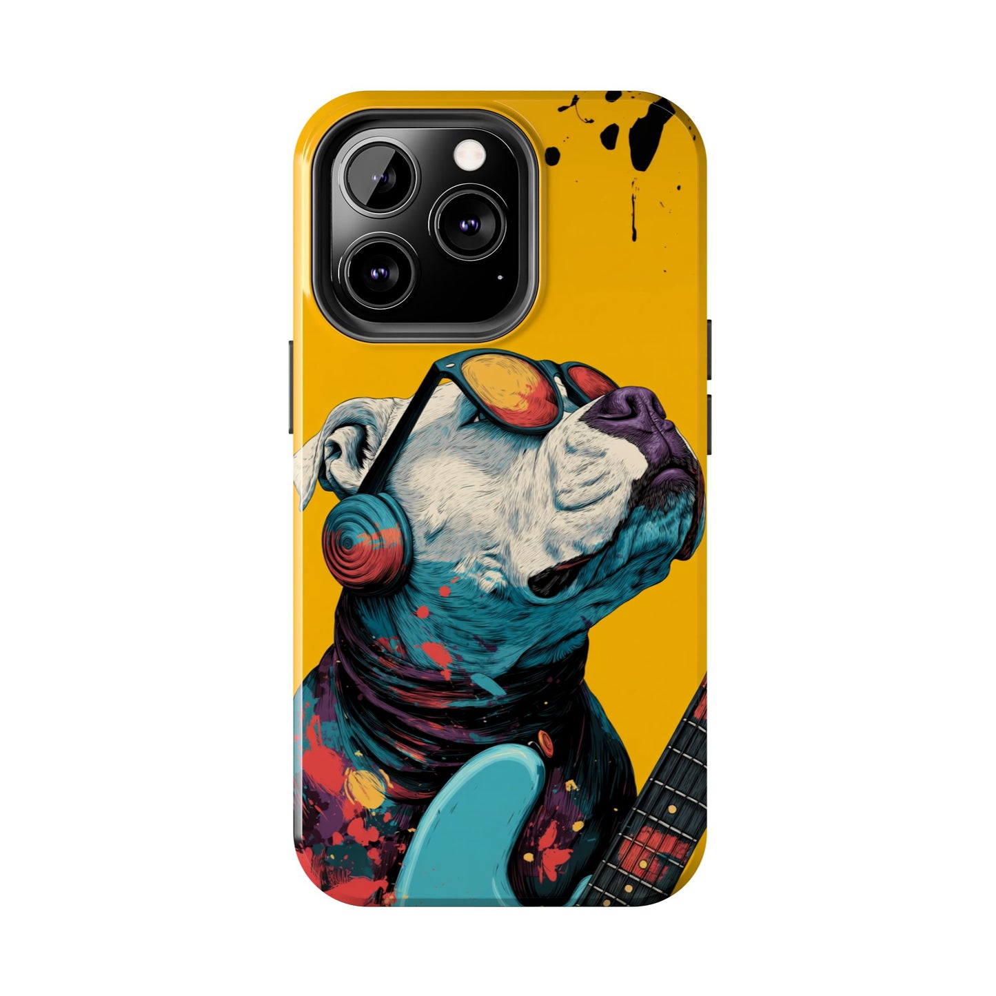 French Bulldog with Orange Sunglasses and Headphones Tough Phone Case