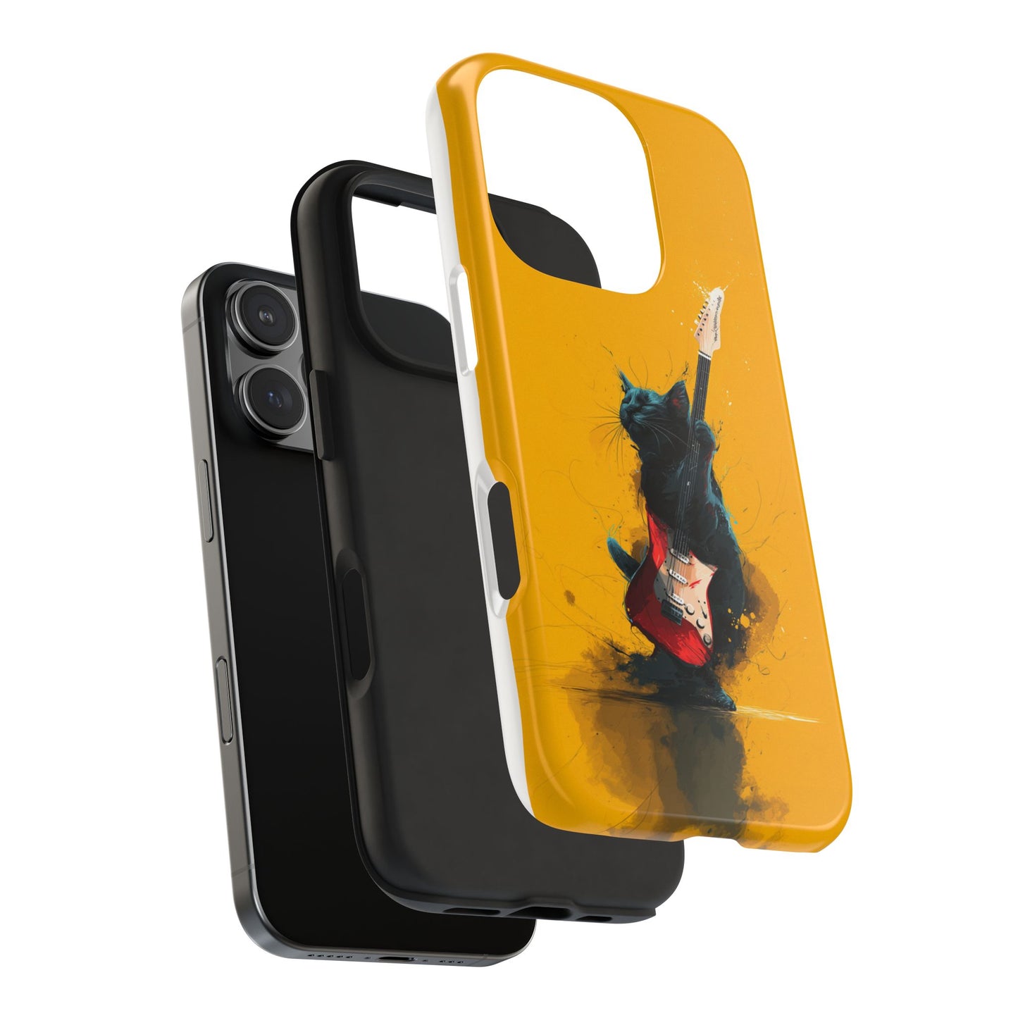 Black Cat Playing Red Guitar Tough Phone Case