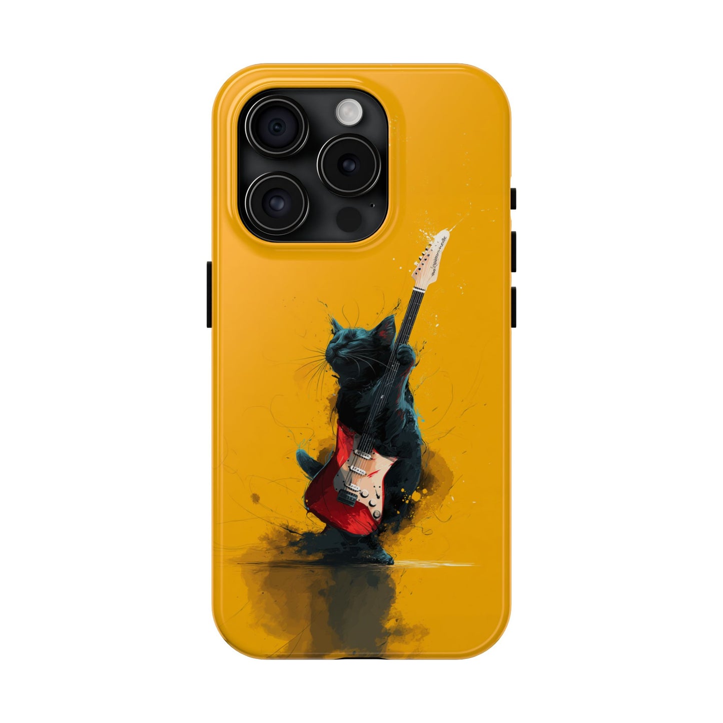 Black Cat Playing Red Guitar Tough Phone Case