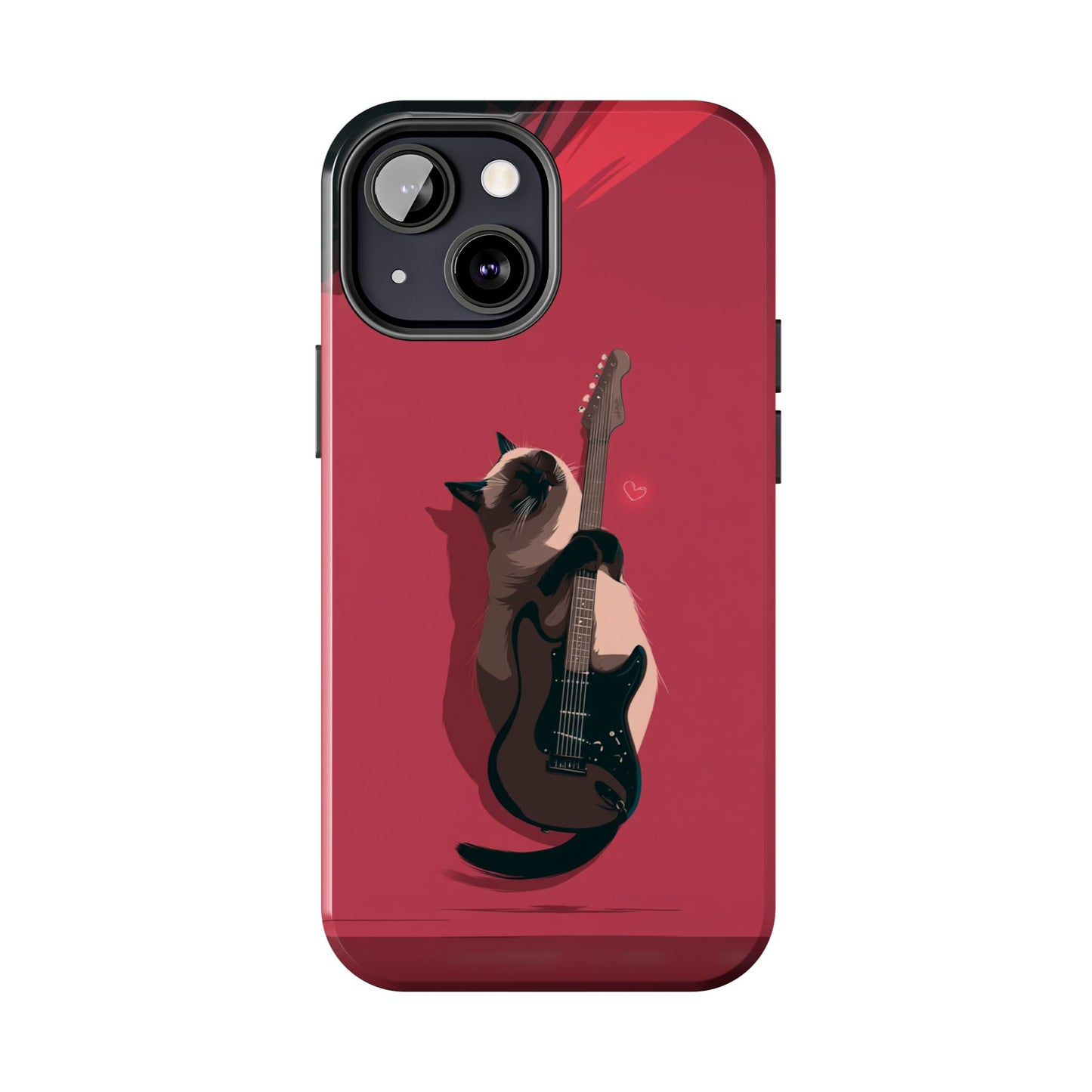 Charming Cat with Guitar Tough Phone Case – Wearable Art for Cat & Music Lovers