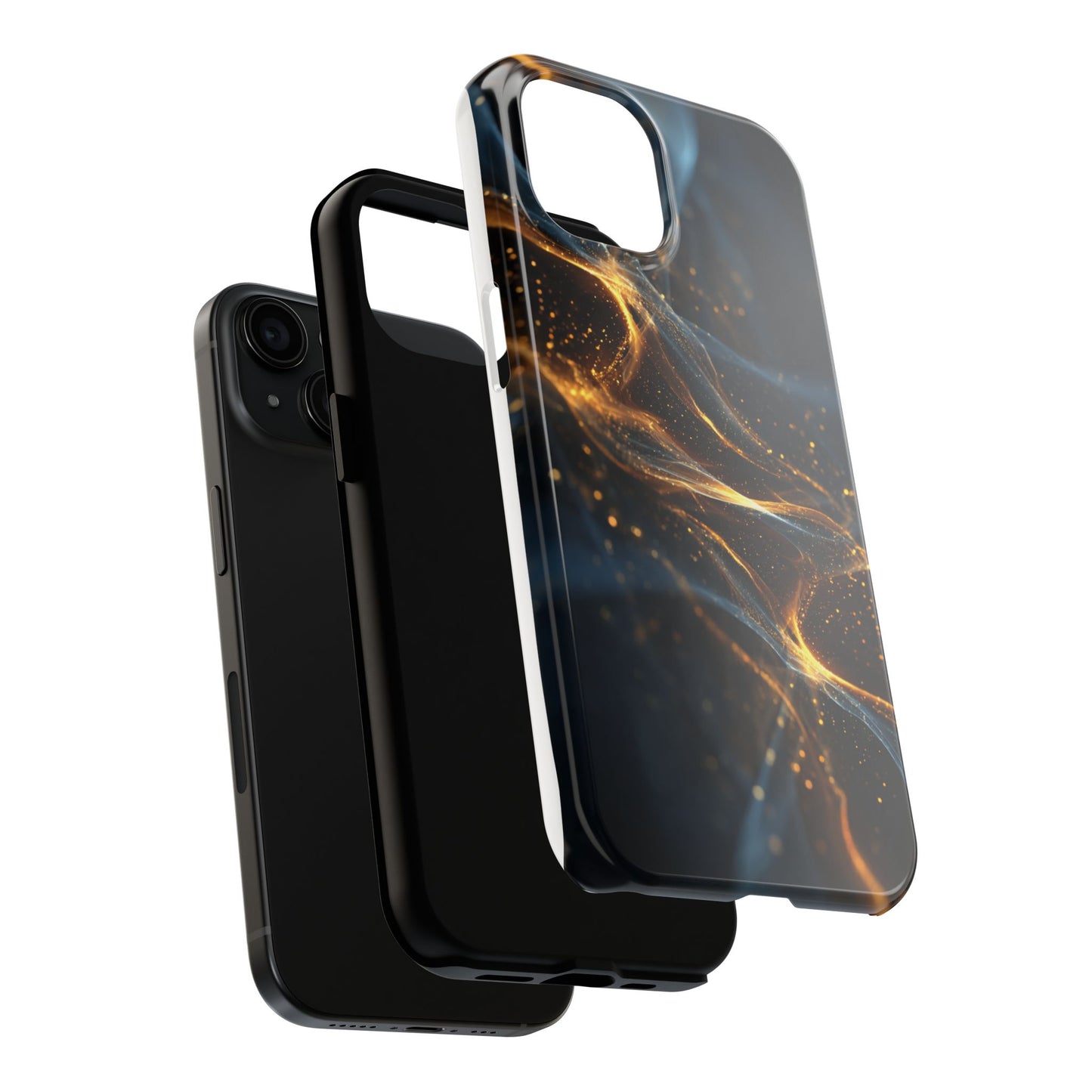 Stylish Tough Phone Case with Golden Swirl Design