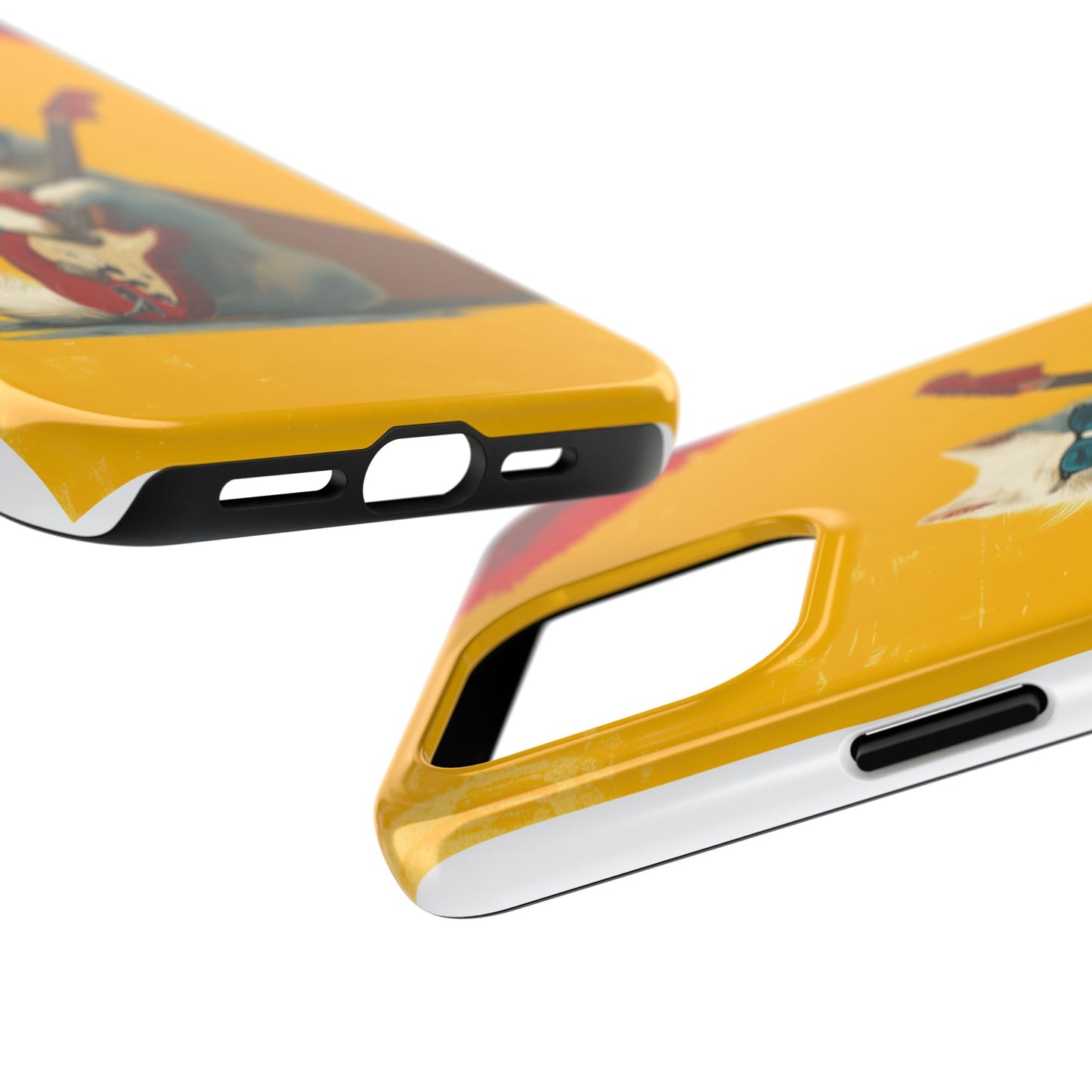 White Dog with Blue Sunglasses Playing Red Guitar Tough Phone Case