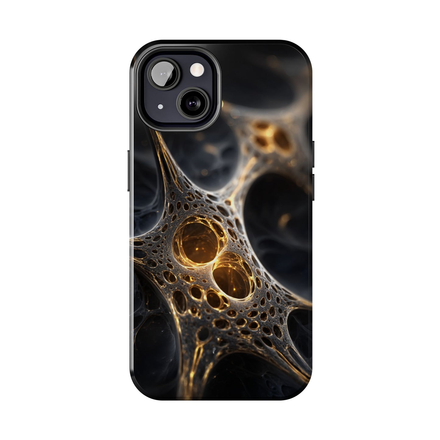 Luxurious Abstract Tough Phone Case - Gold and Black Design