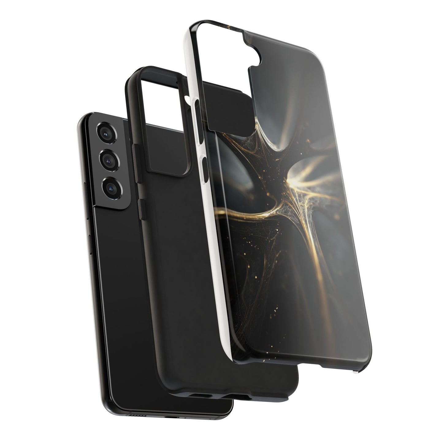 Elegant Tough Phone Case with Abstract Metallic Design