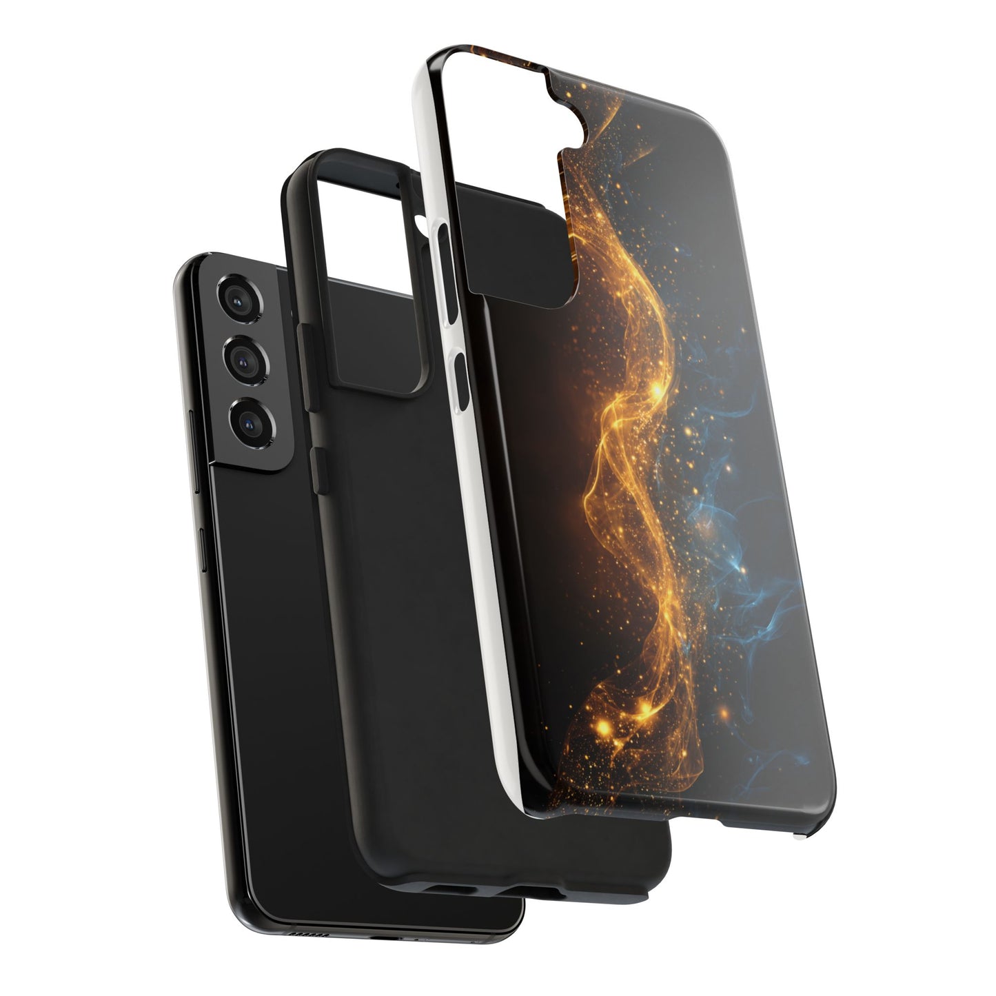 Dynamic Gold and Blue Tough Phone Case - Durable Protection with a Stunning Design