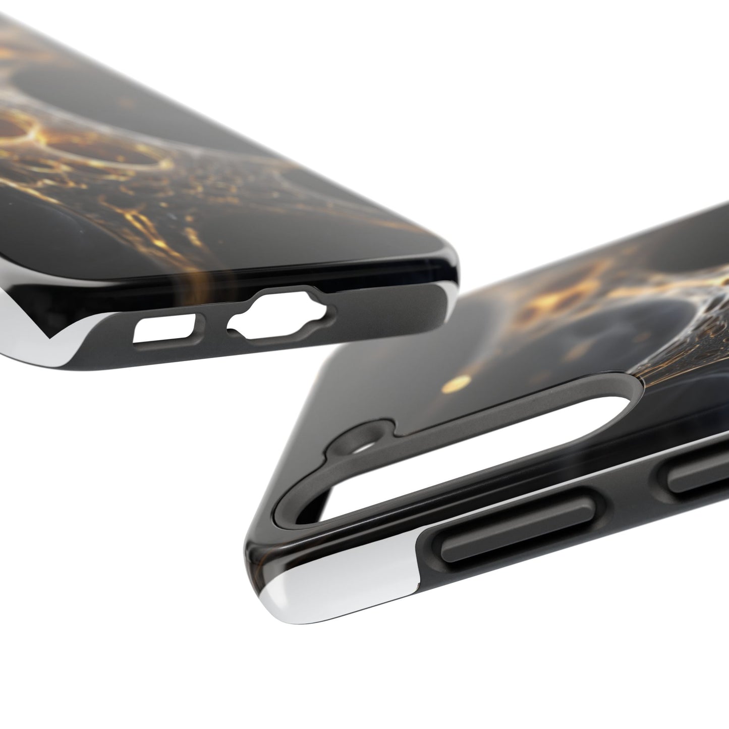 Luxurious Abstract Tough Phone Case - Gold and Black Design