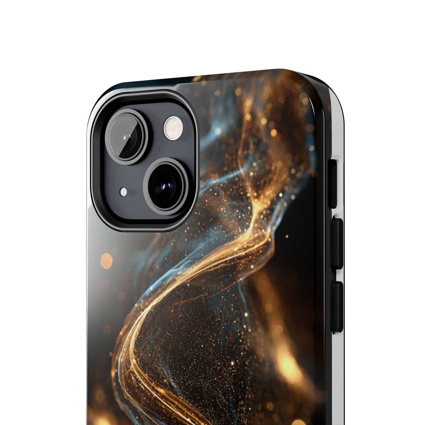 Stylish Tough Phone Case with Elegant Gold Swirl Design