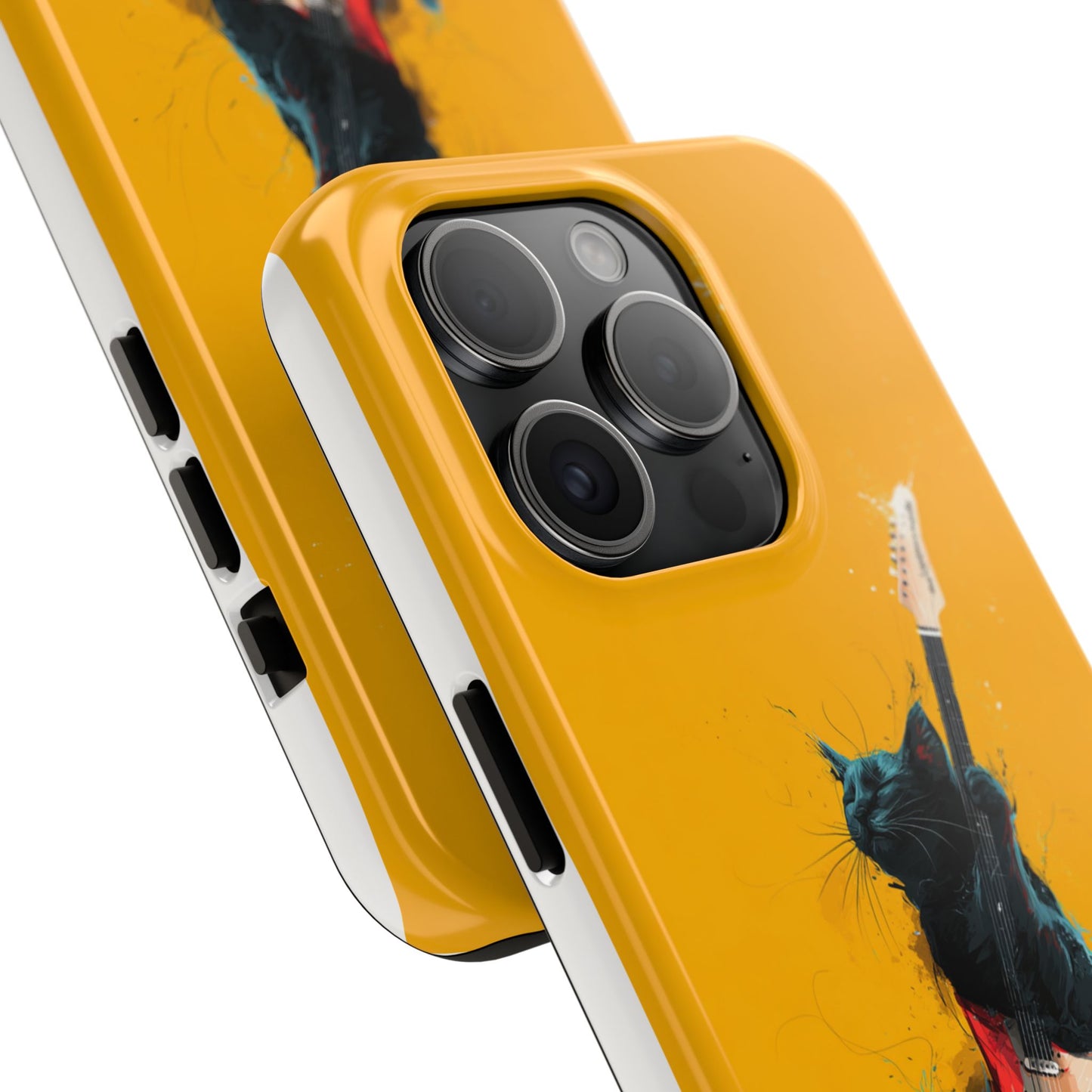 Black Cat Playing Red Guitar Tough Phone Case