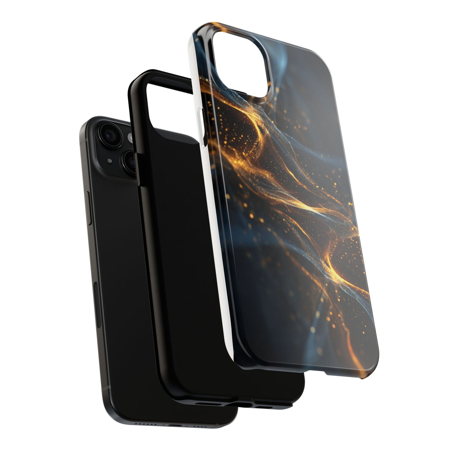 Stylish Tough Phone Case with Golden Swirl Design