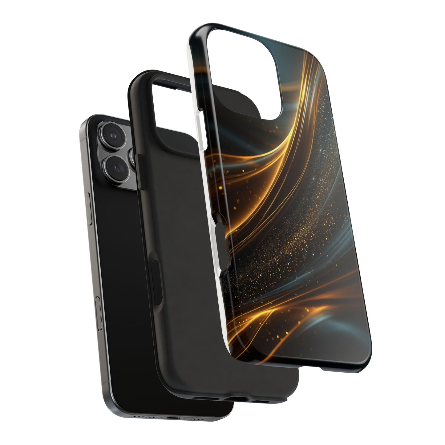 Elegant Tough Phone Case with Glittering Waves Design